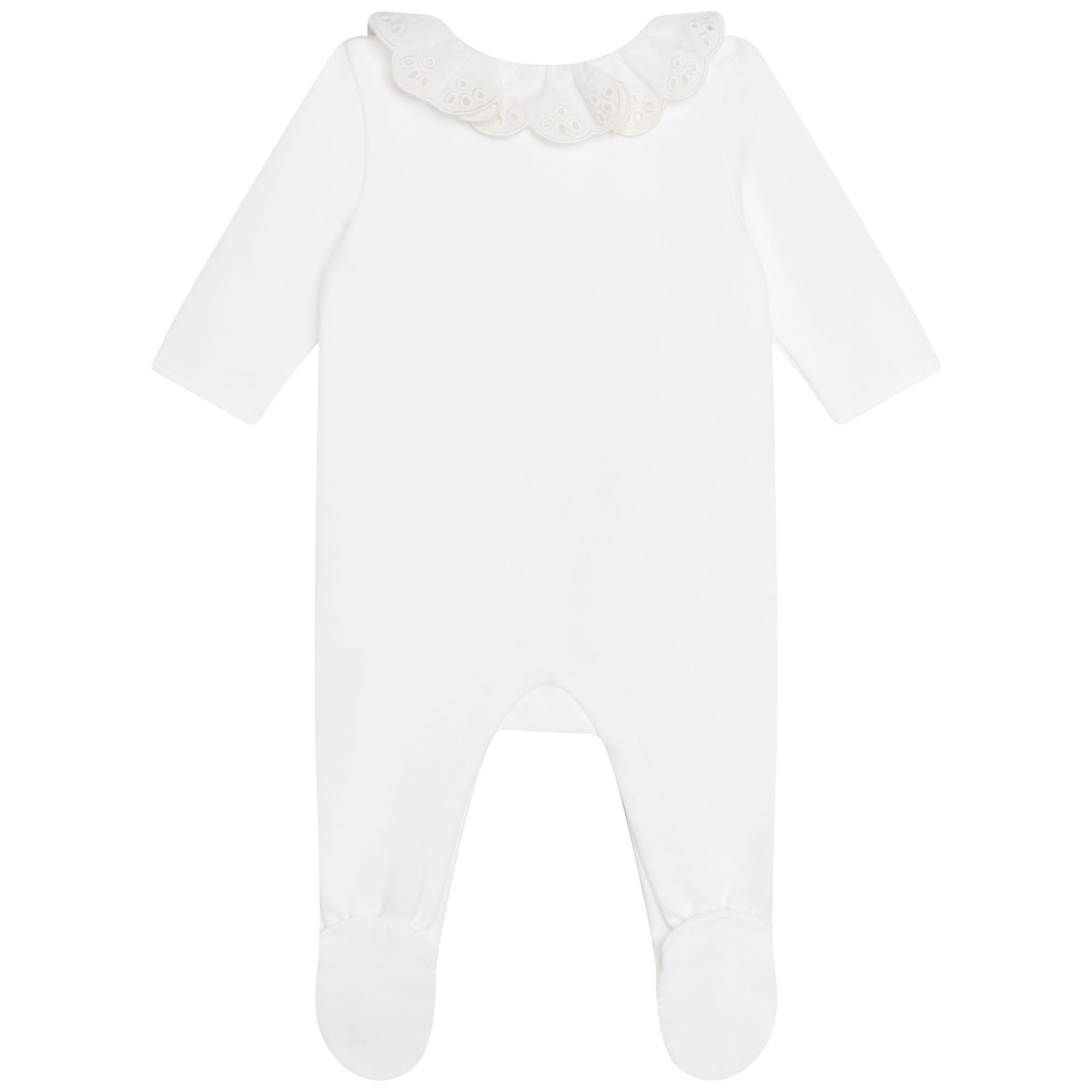 Baby Girls White Cotton Babysuit Set