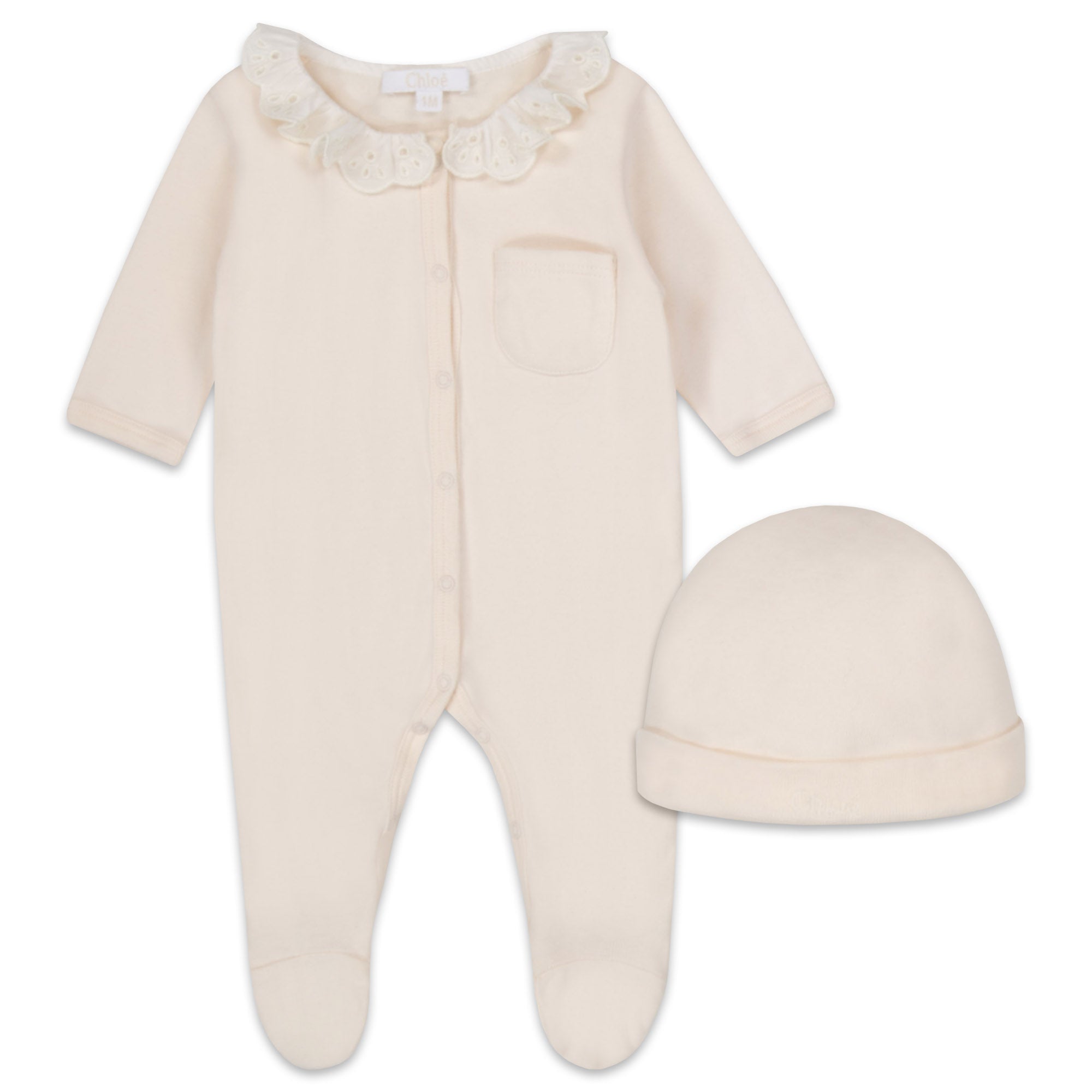 Baby Girls Ivory Cotton Babysuit Set