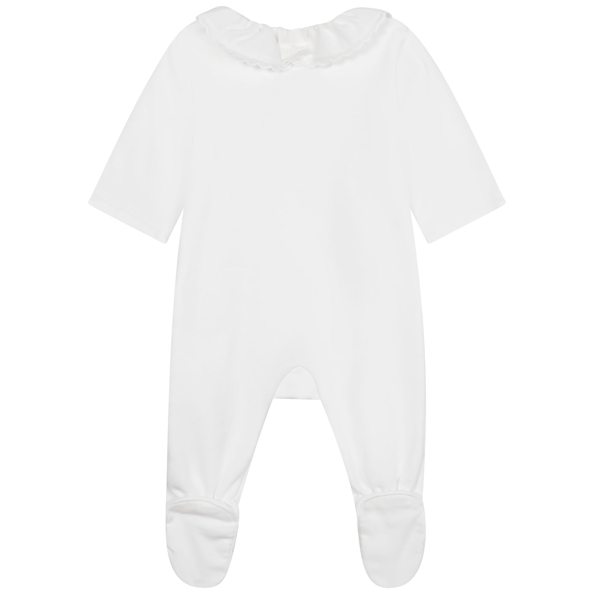 Baby Girls White Cotton Babysuit Set