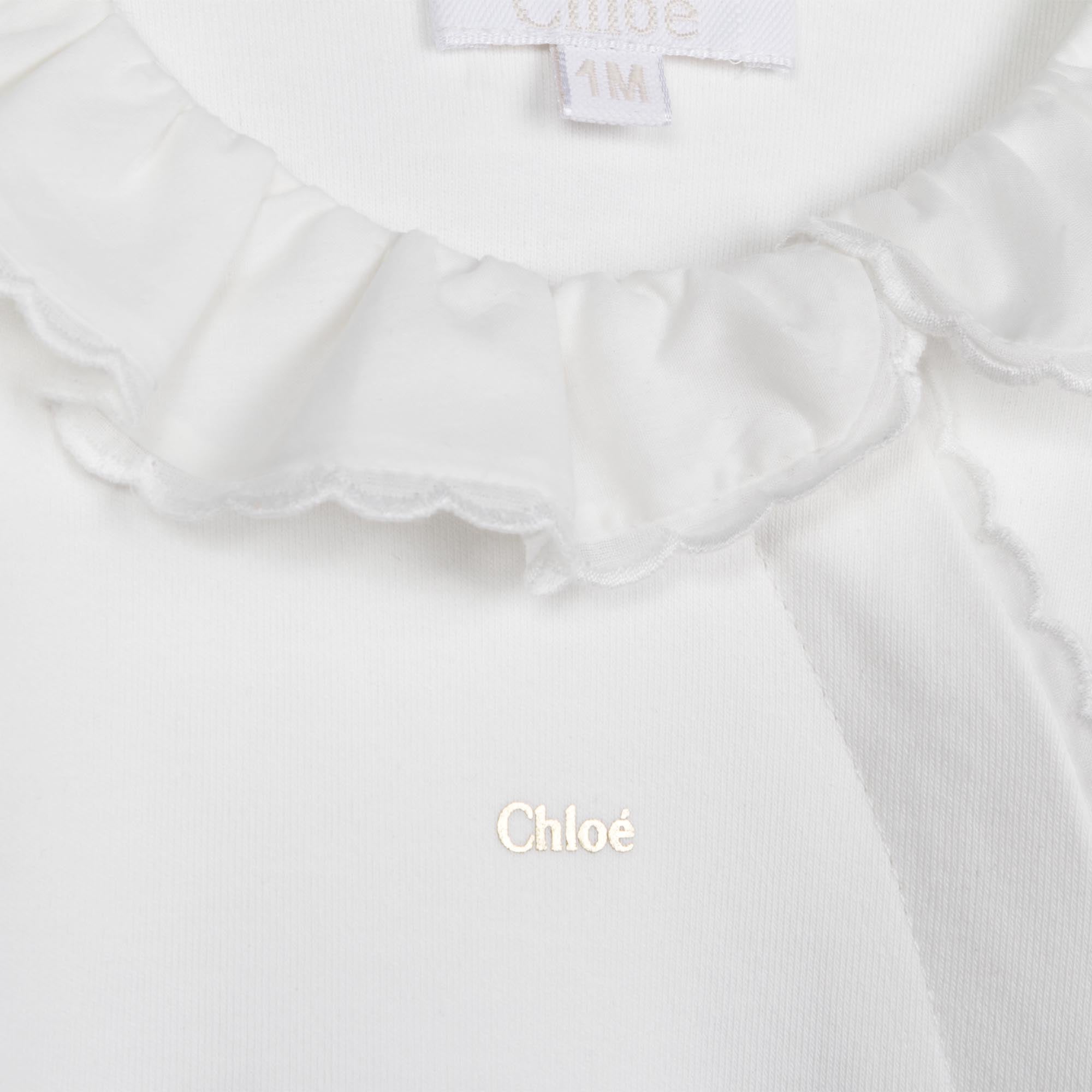 Baby Girls White Cotton Babysuit Set