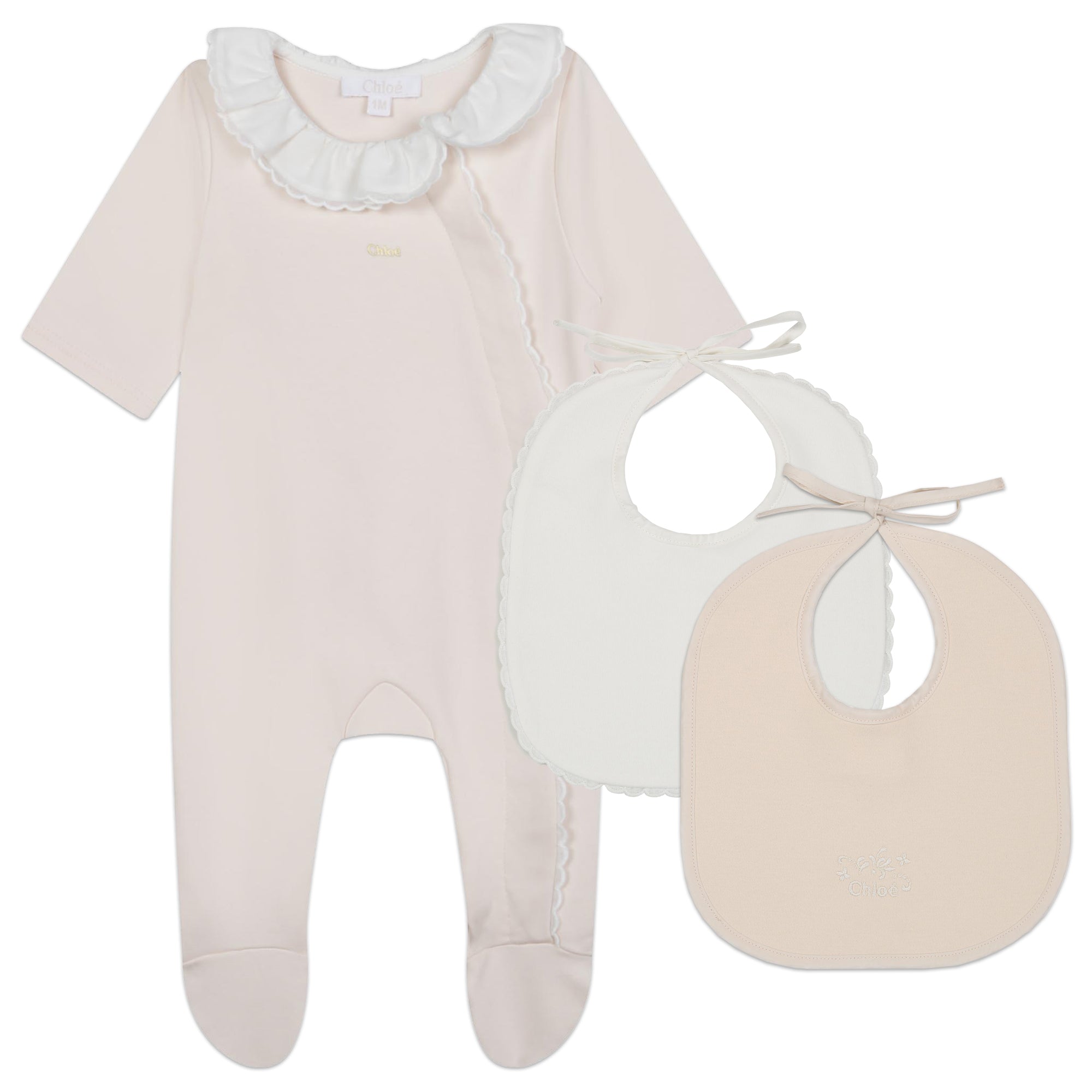 Girls Light Pink Cotton Babysuit Set
