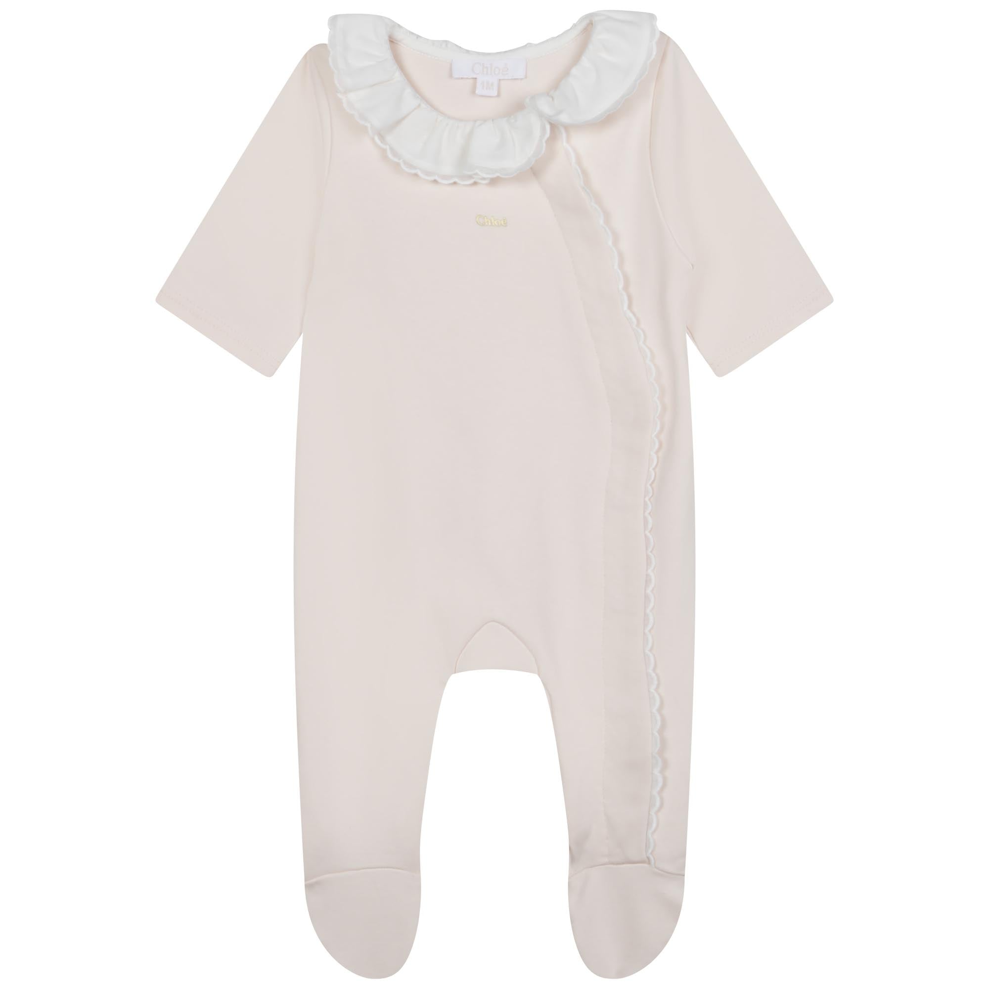 Girls Light Pink Cotton Babysuit Set