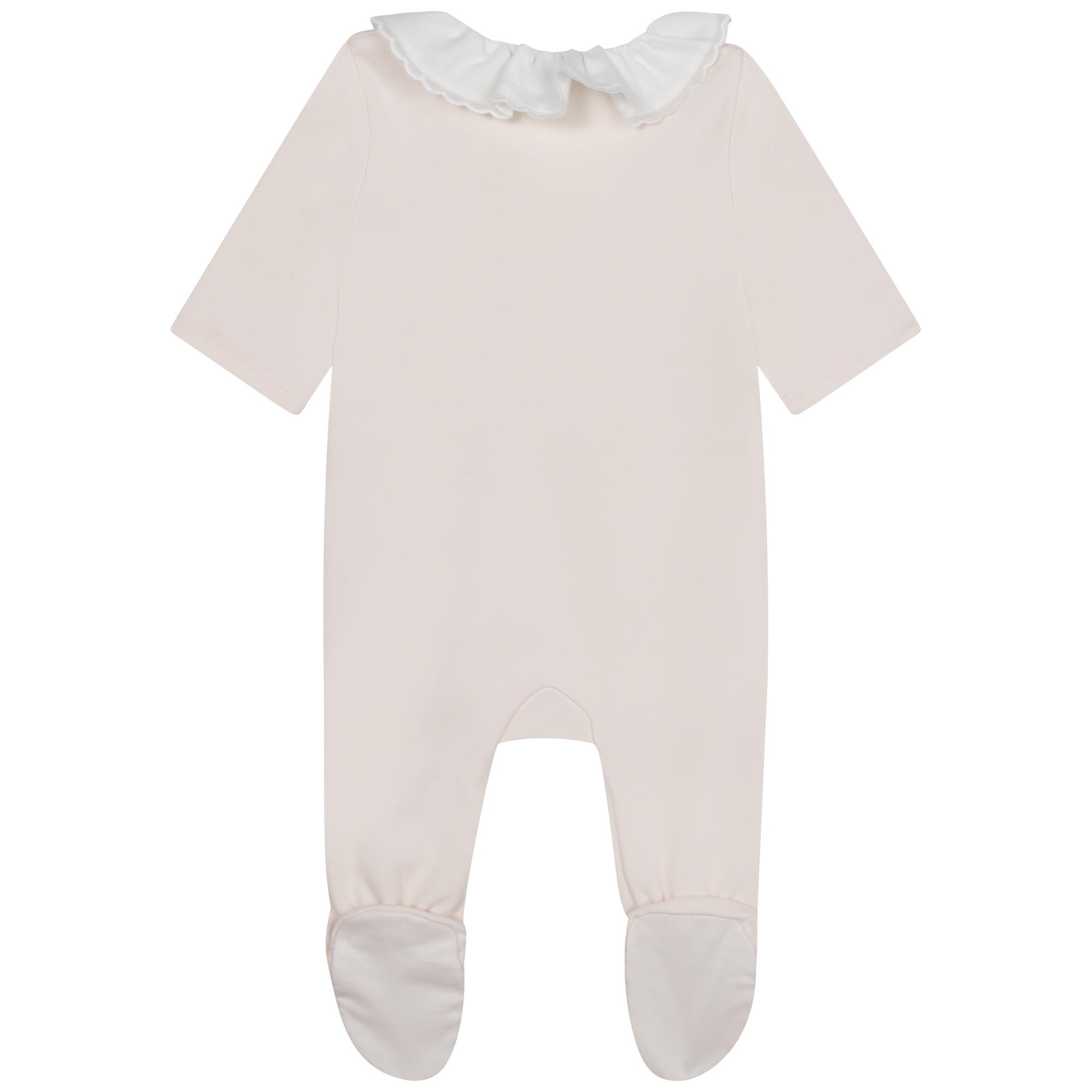 Girls Light Pink Cotton Babysuit Set
