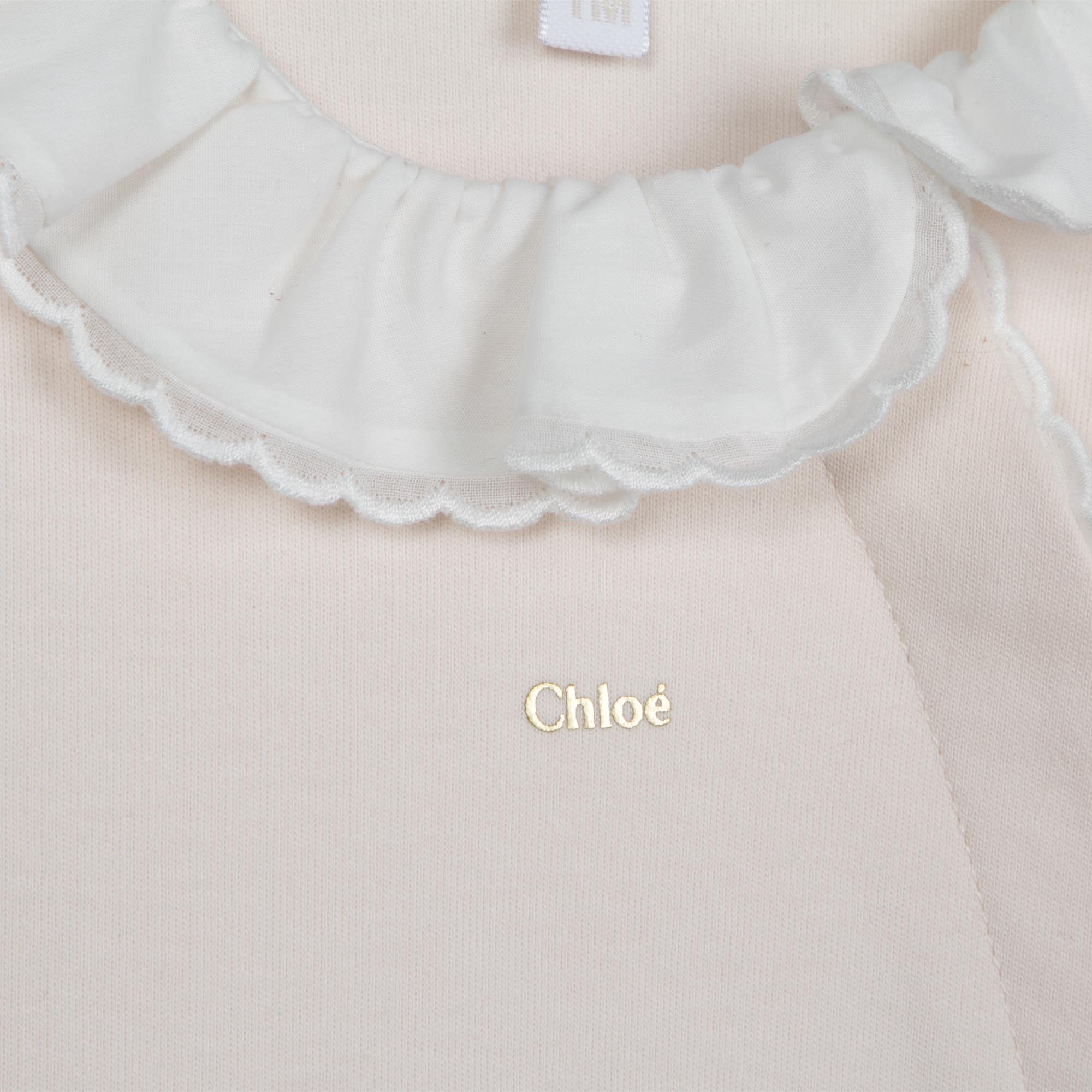 Girls Light Pink Cotton Babysuit Set