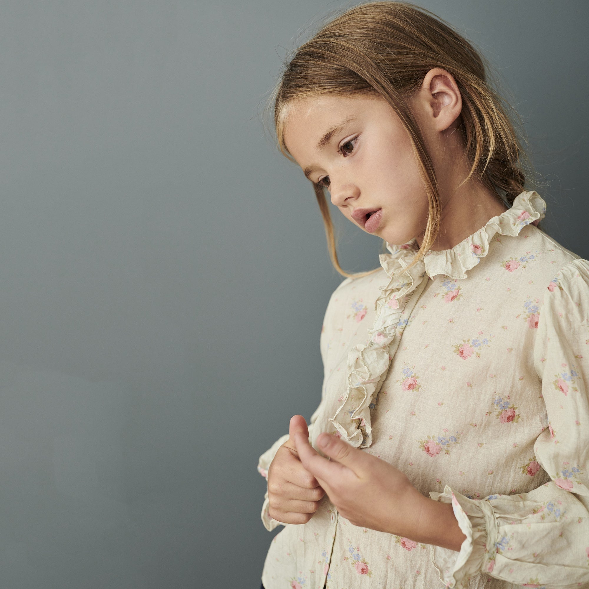 Girls Pink Flower Cotton Shirt