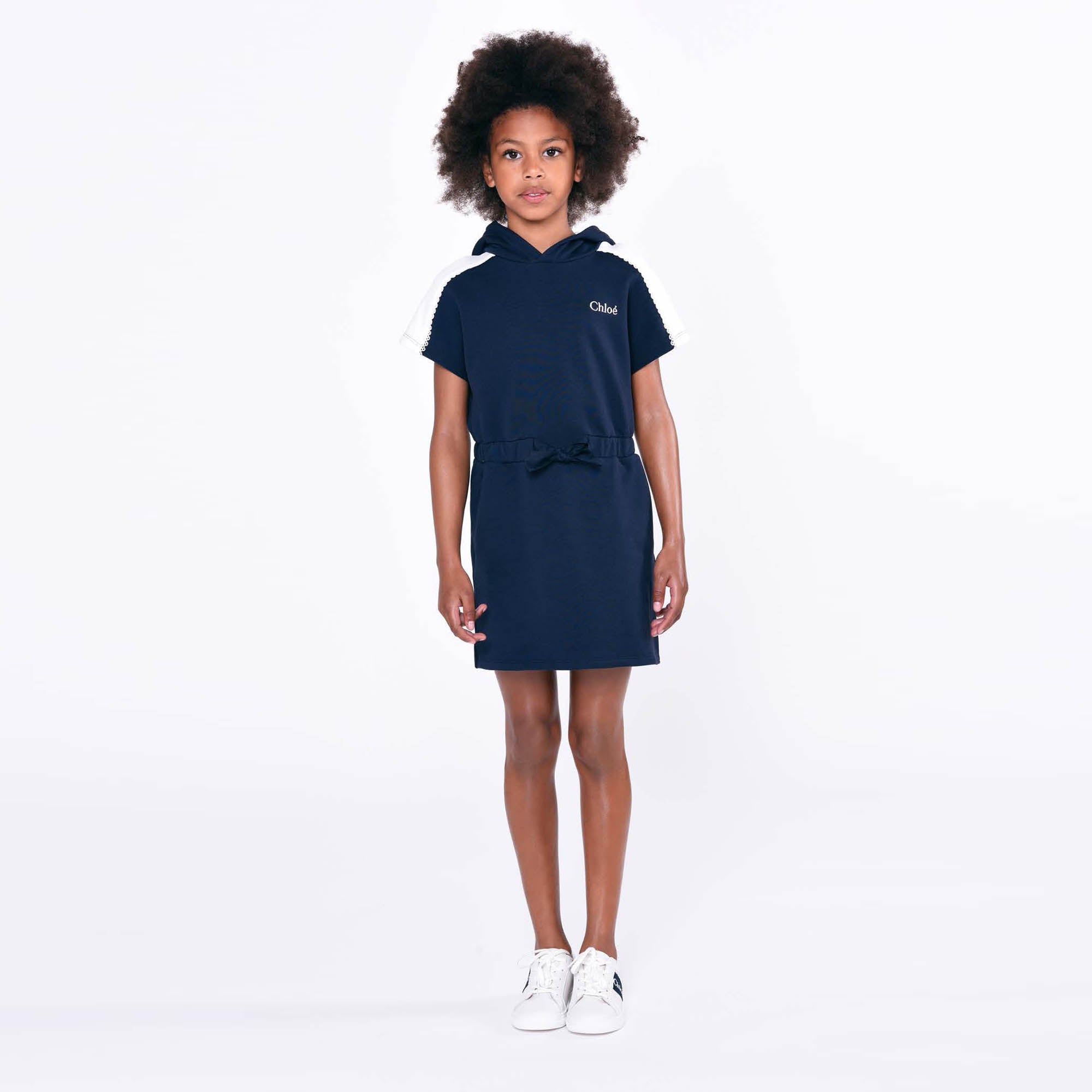 Girls Blue Hooded Dress
