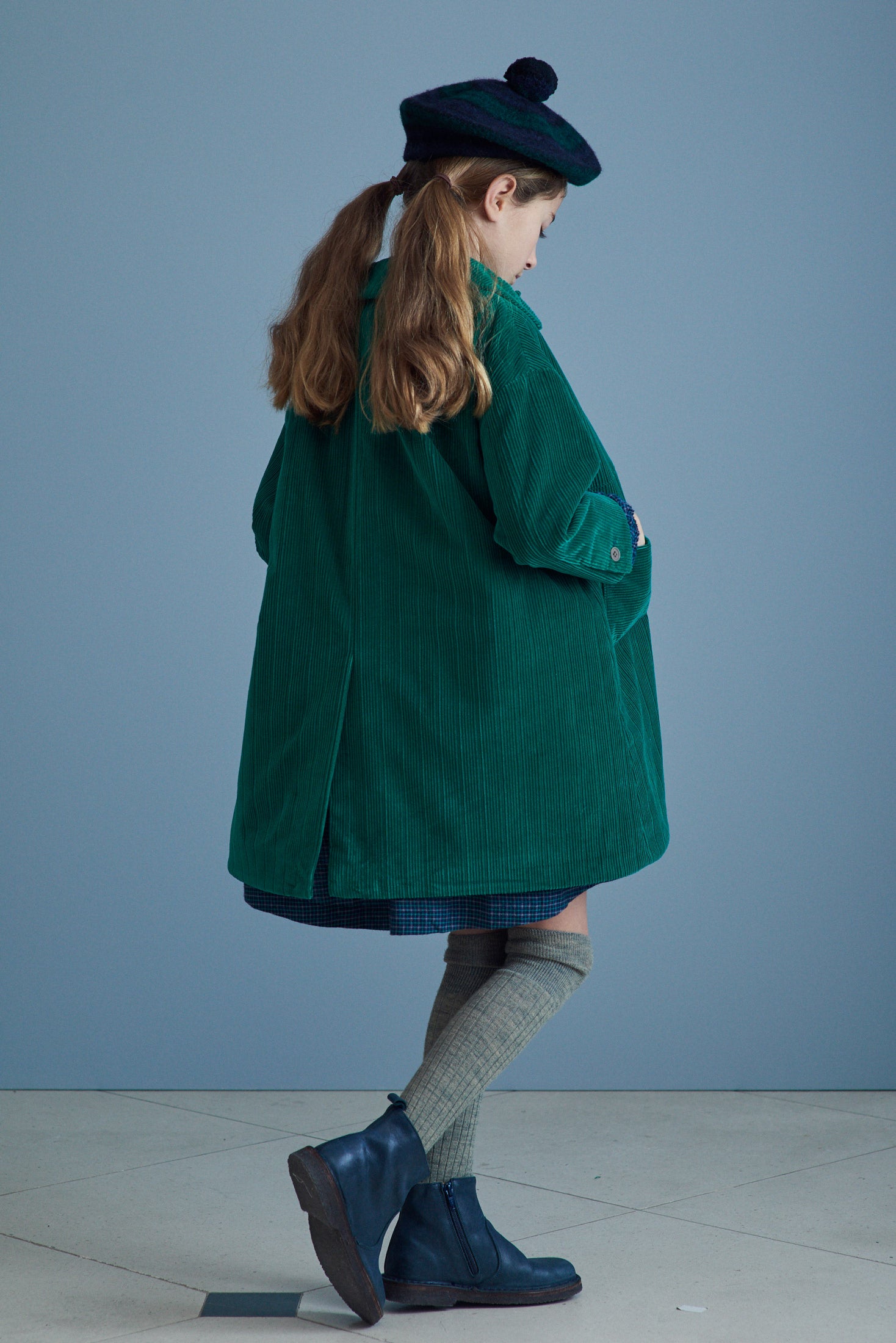 Girls Green Velvet Coat