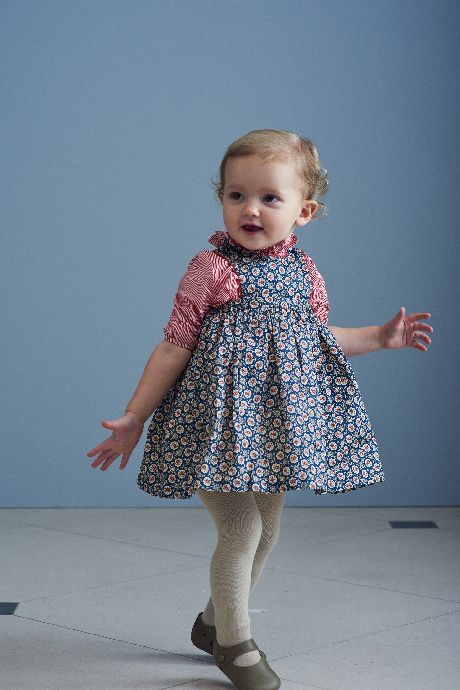 Baby Girls Navy Flowers Cotton Dress