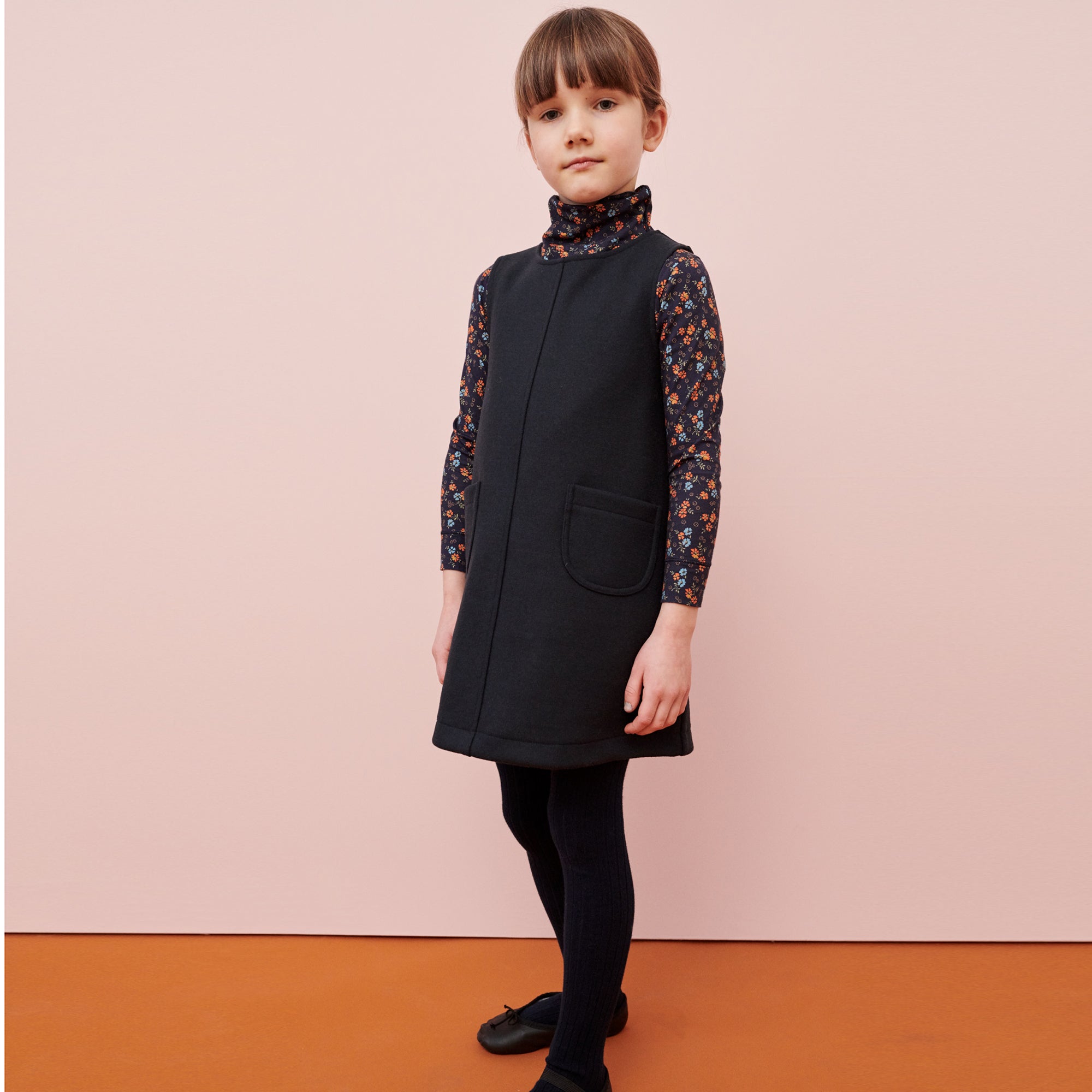 Girls Navy Wool Dress