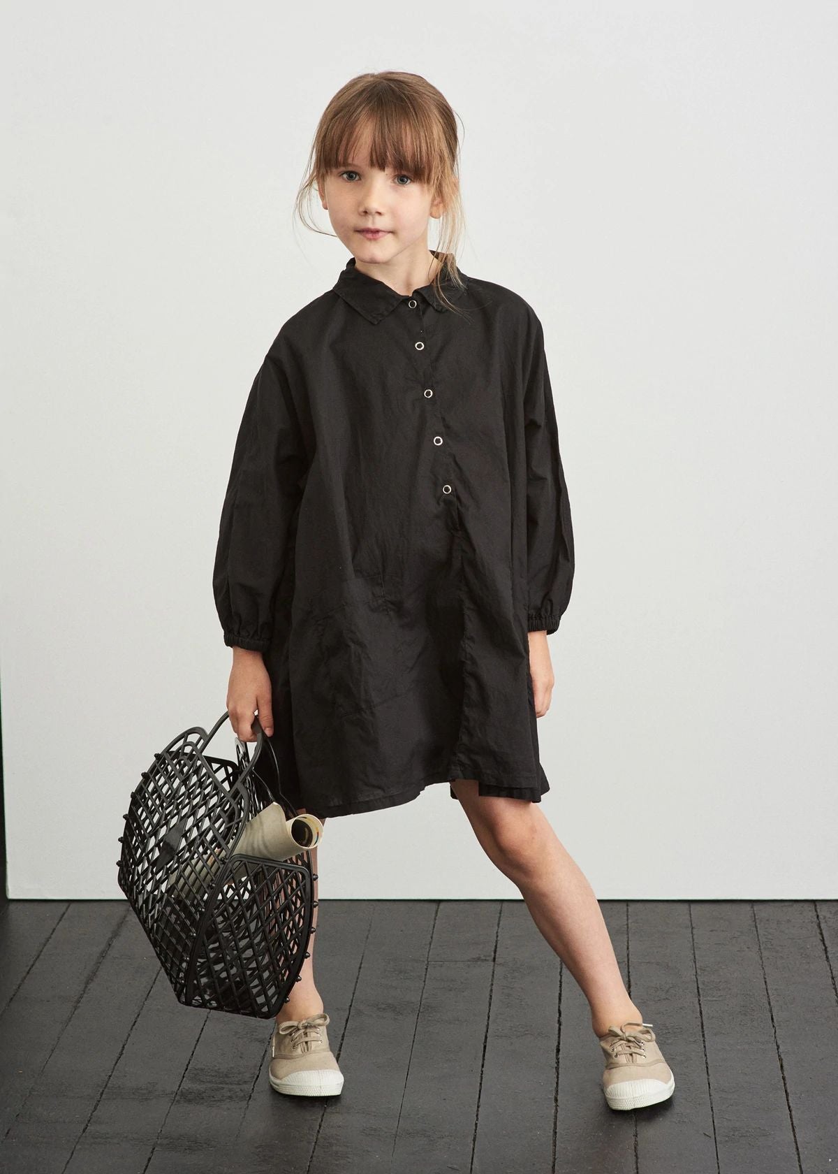 Girls Black Cotton Dress