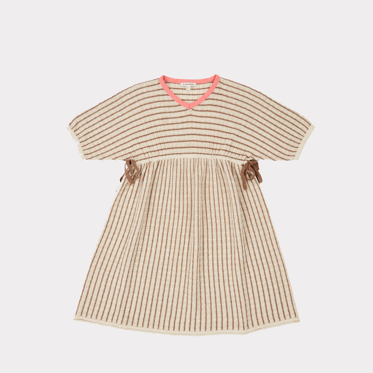 Girls Beige Stripe Knit Dress