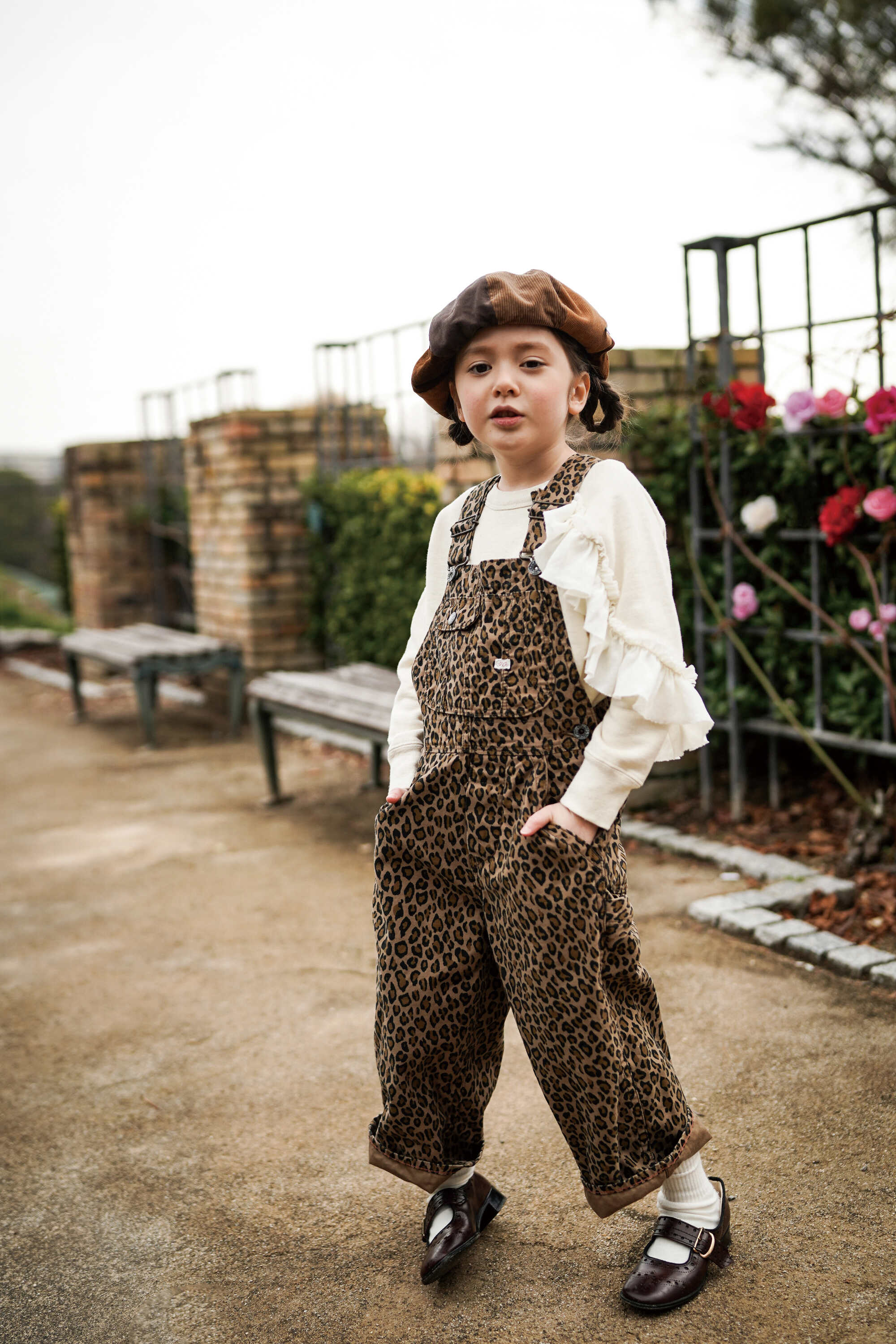 Girls Brown Leopard Printed Trousers