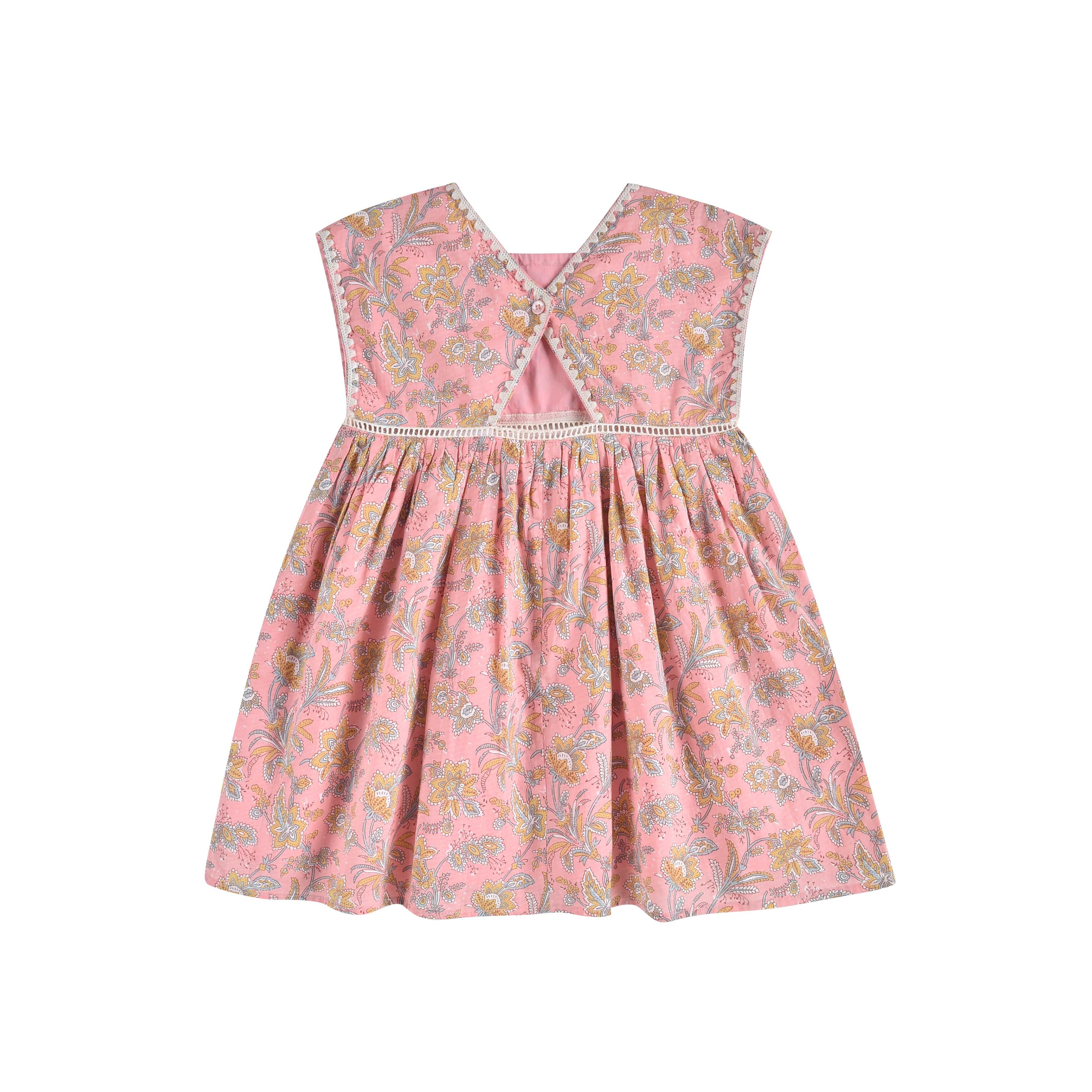 Girls Pink Floral Cotton Dress