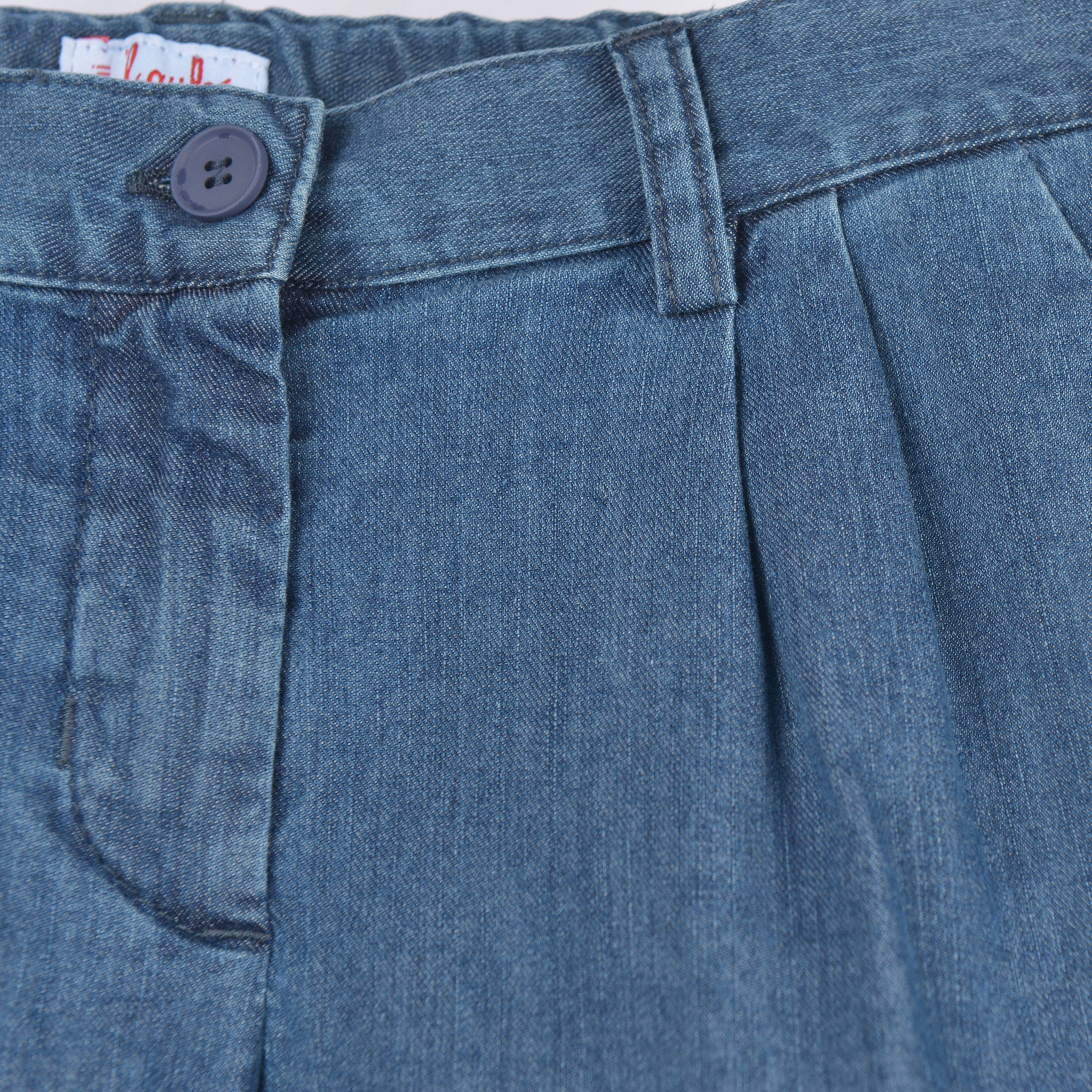 Girls Denim Blue Cotton Shorts