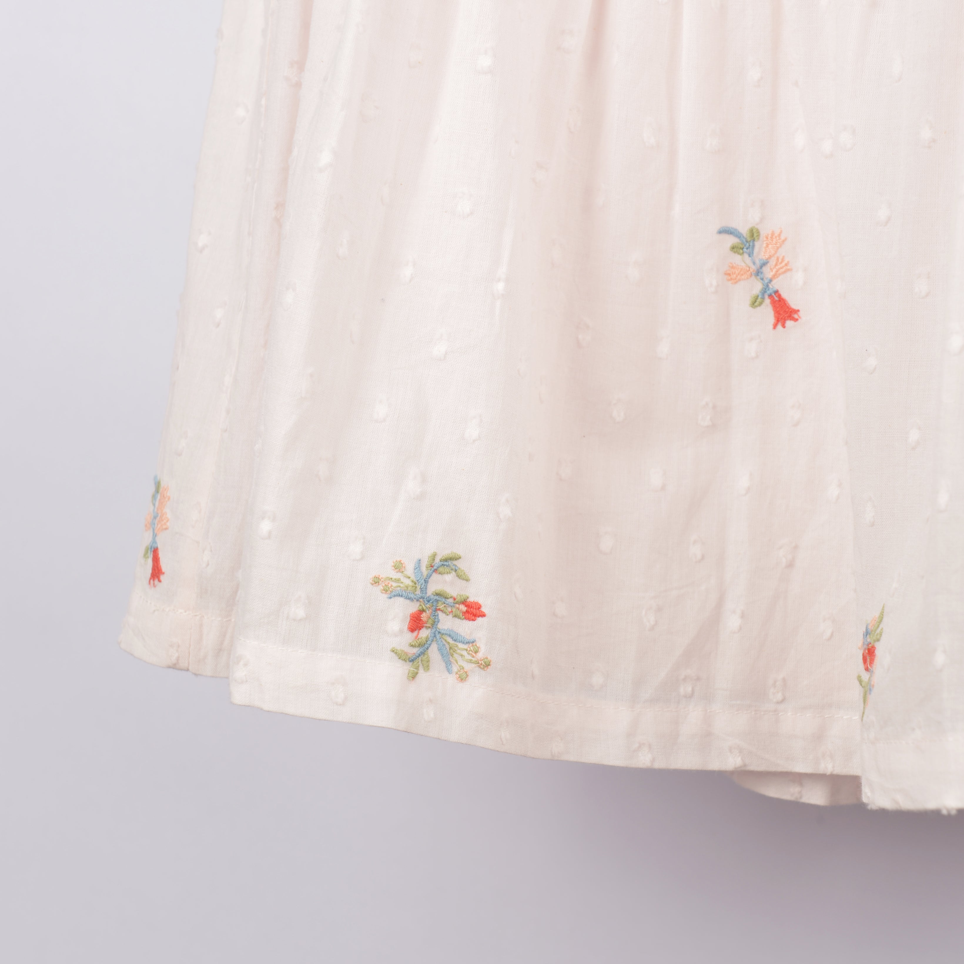 Girls Pink Embroidered Cotton Dress