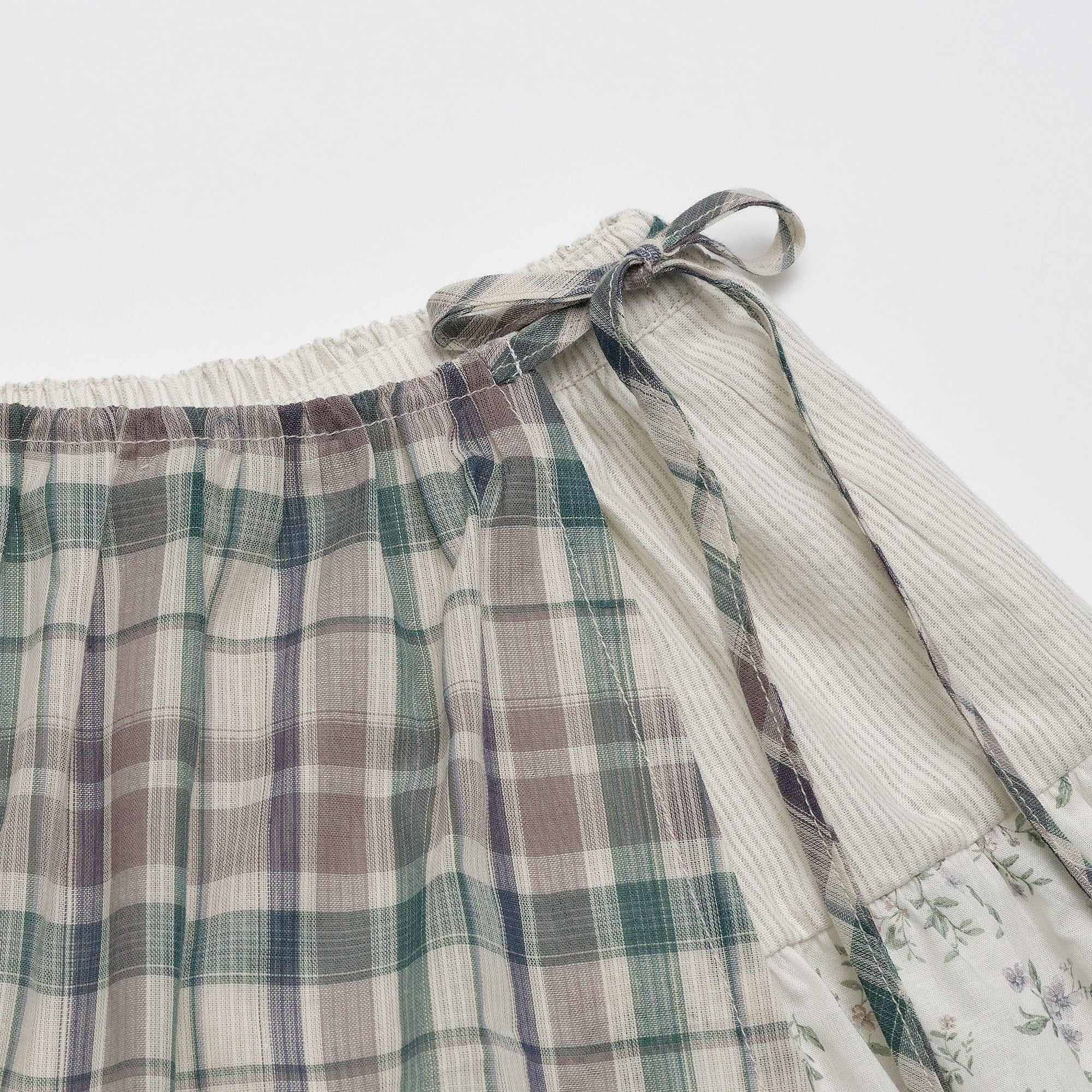 Girls Green Check Cotton Skirt