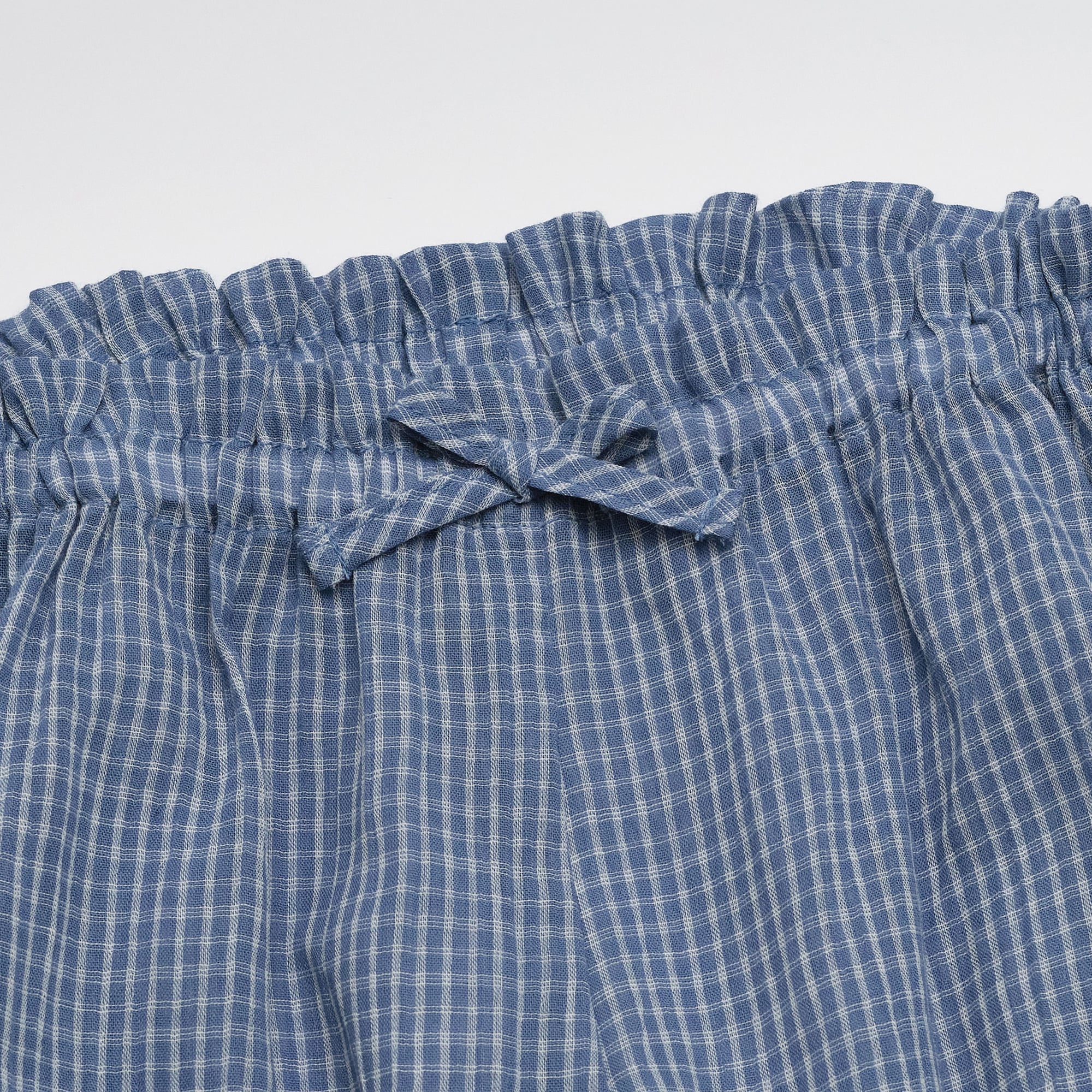Girls Blue Check Cotton Trousers