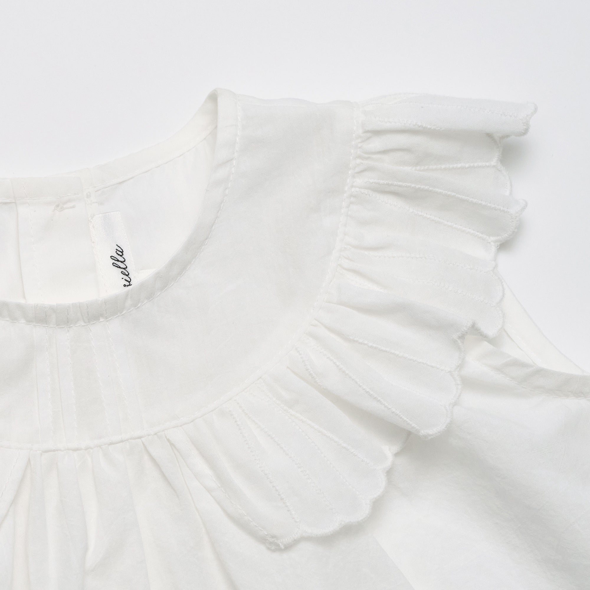 Girls White Ruffled Cotton Top