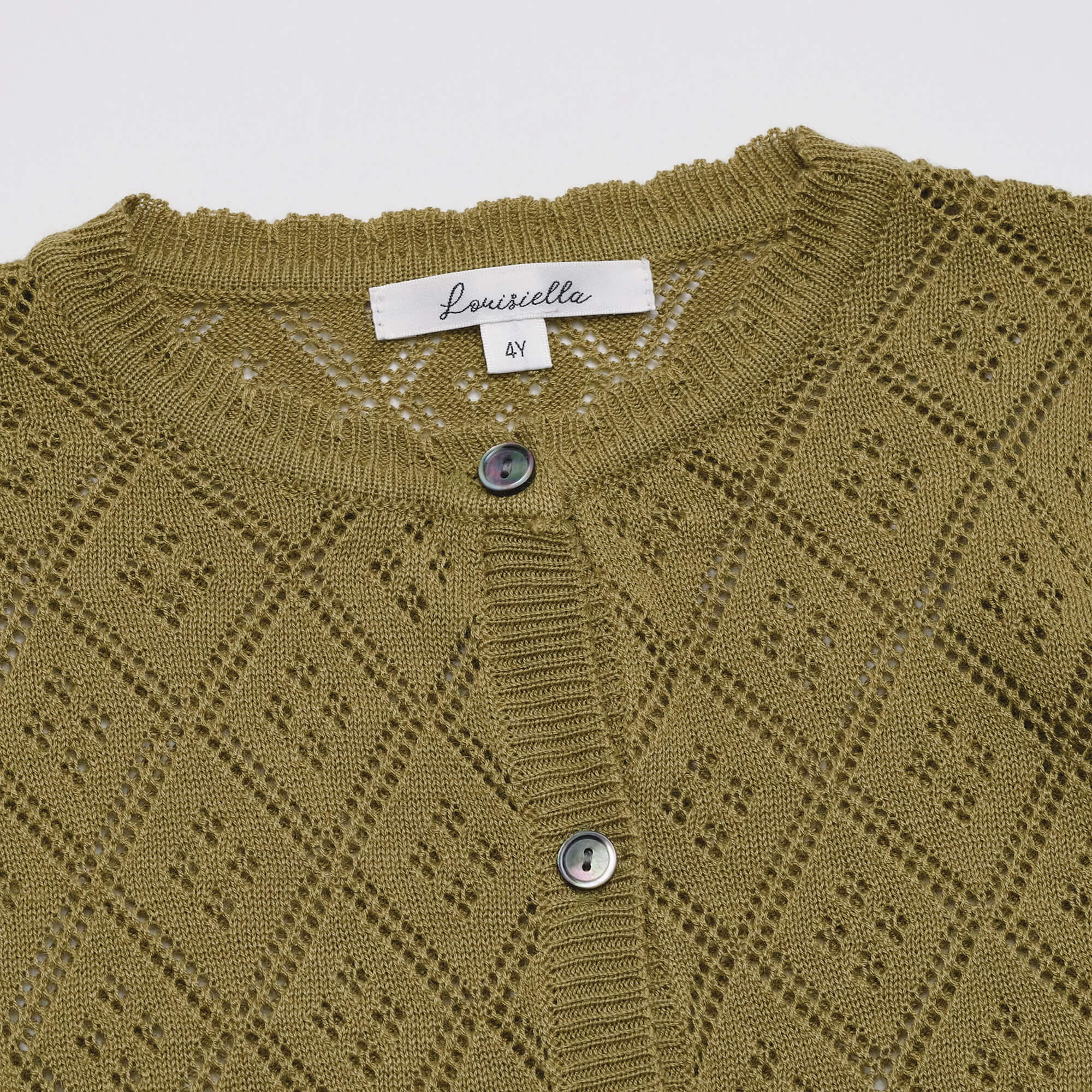 Girls Olive Knit Cardigan