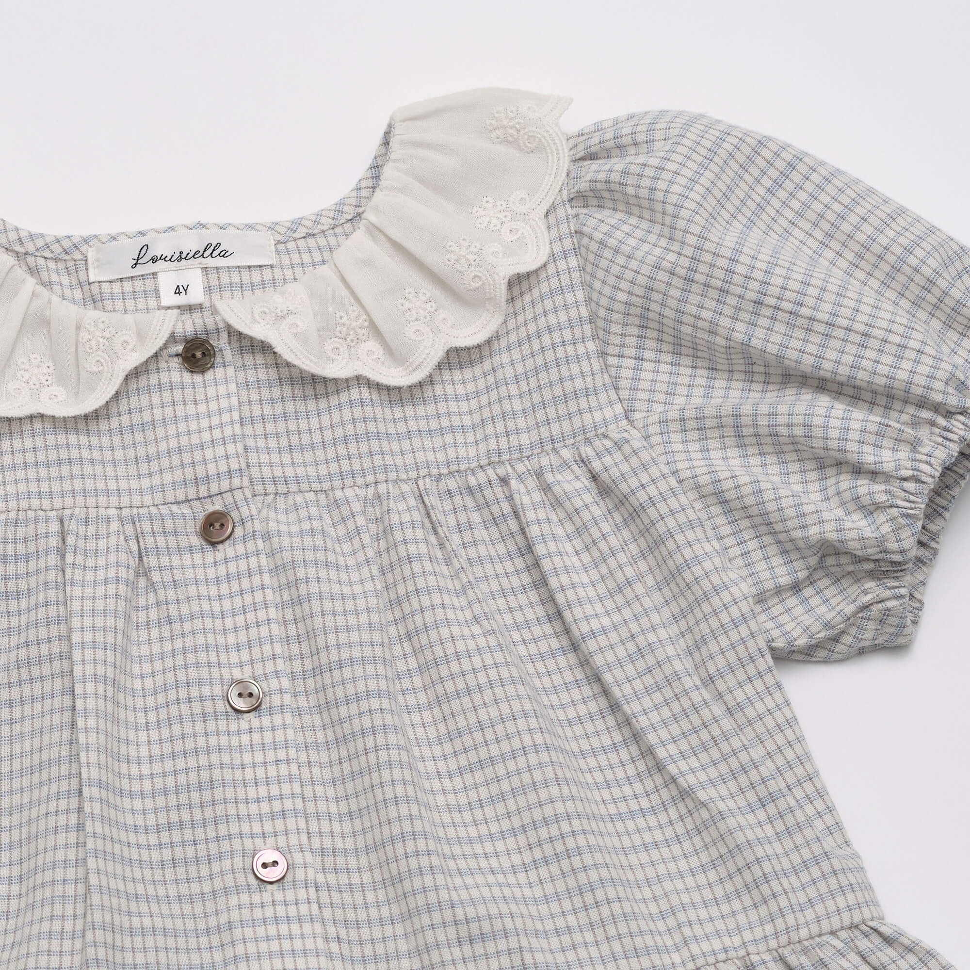 Girls Blue Check Cotton Dress