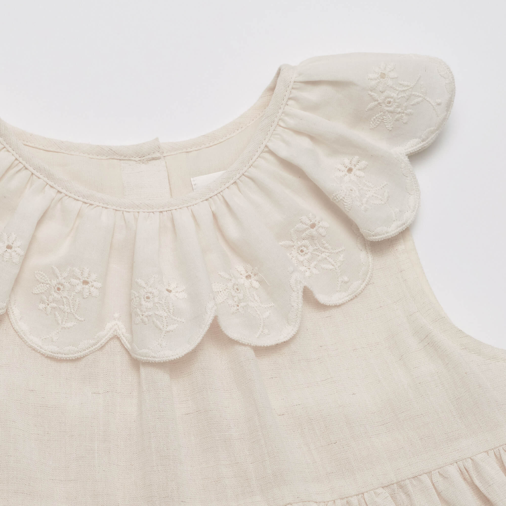 Girls White Embroidered Cotton Dress