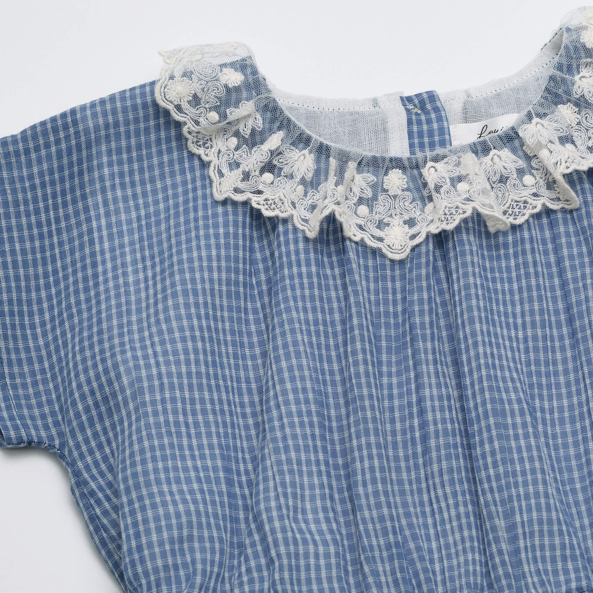 Girls Blue Check Cotton Dress