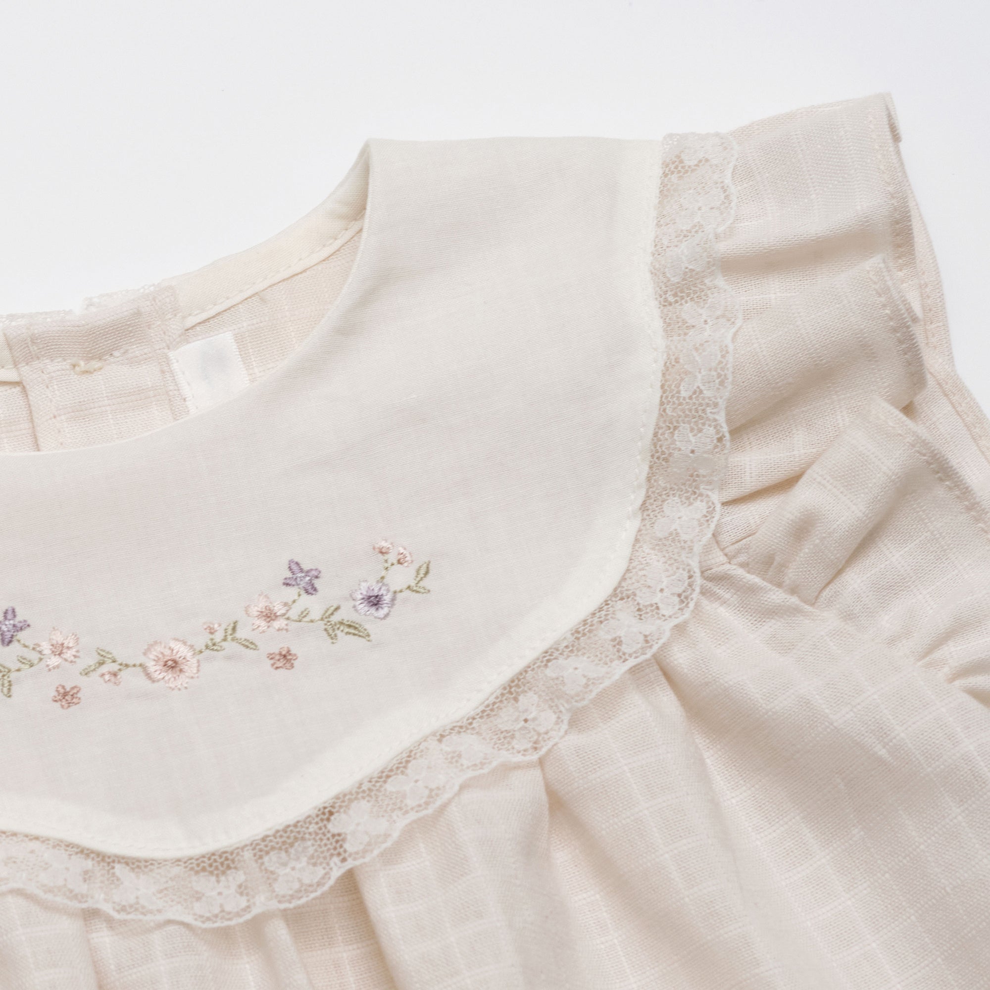 Baby Girls Beige Embroidered Cotton Top