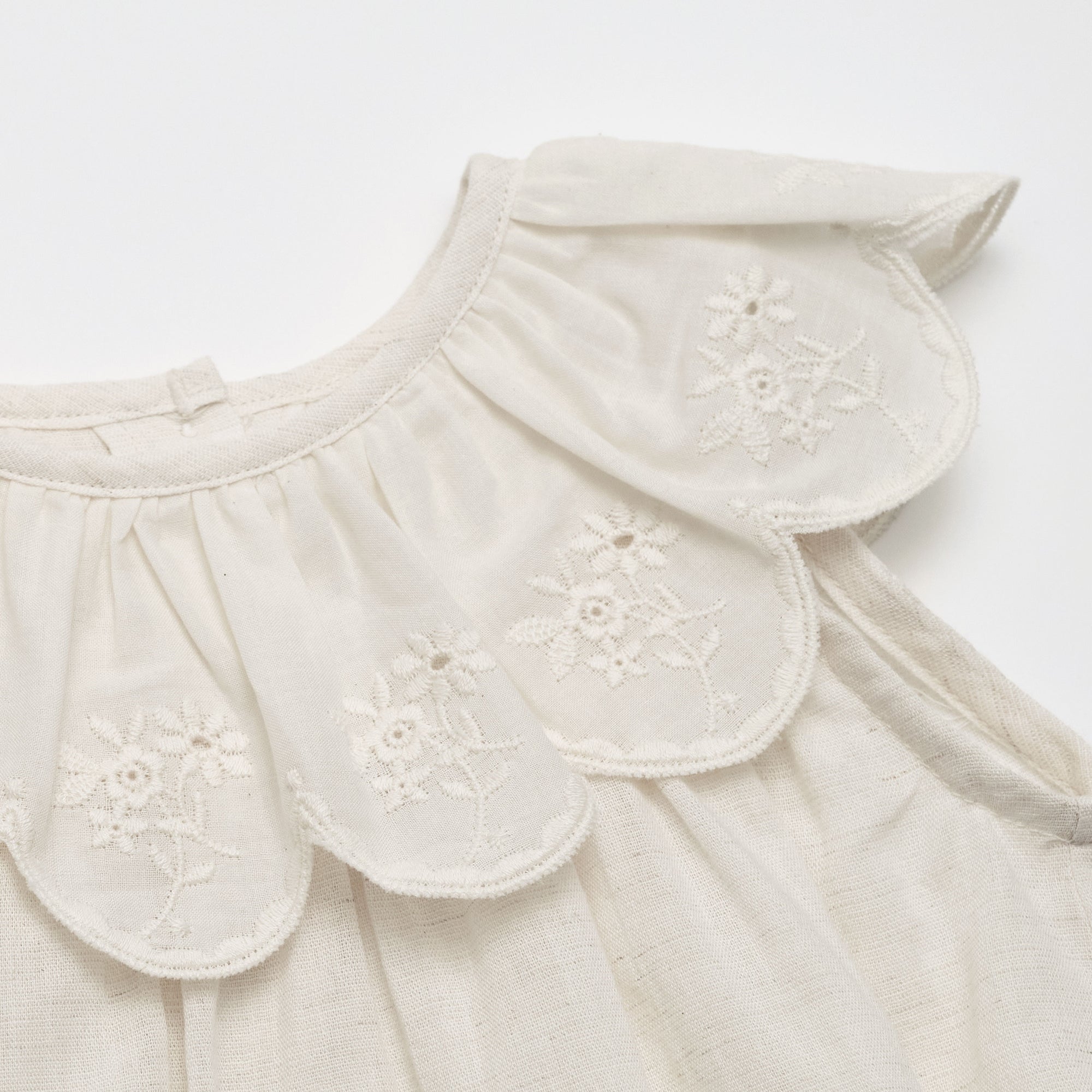 Baby Girls White Embroidered Cotton Babysuit