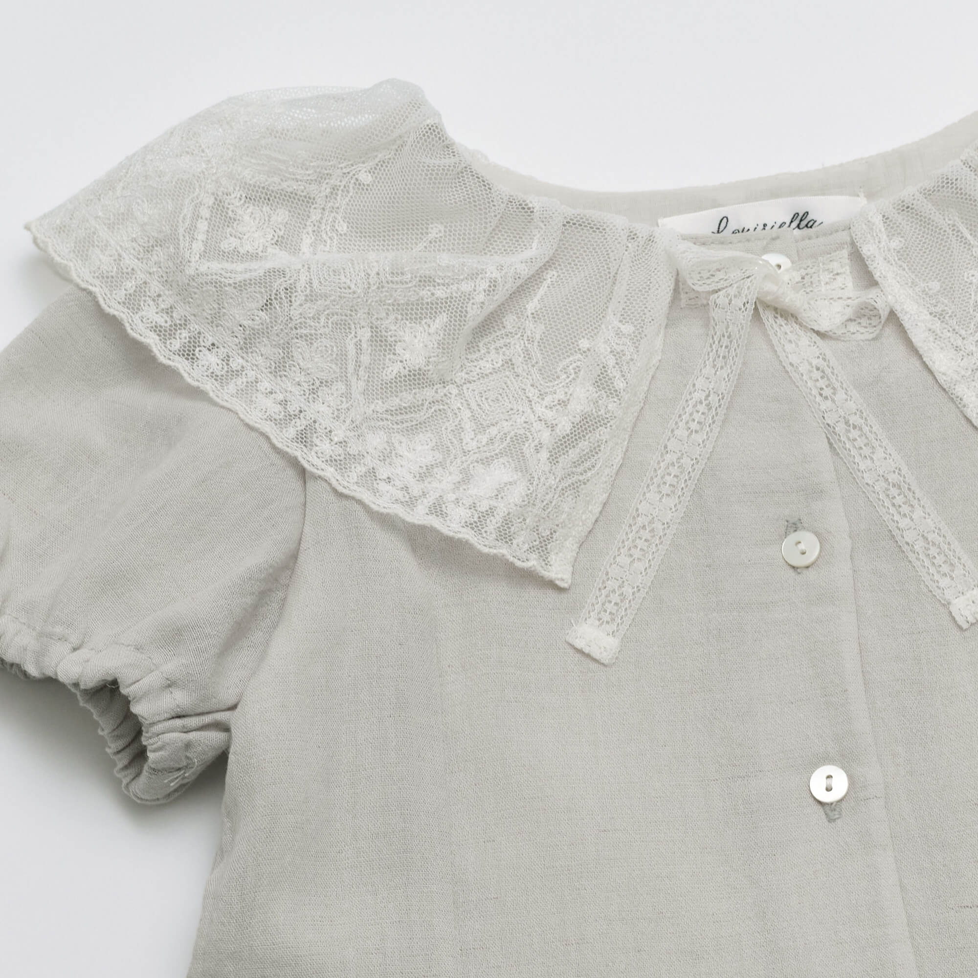 Girls Pale Mint Lace Collar Cotton Dress