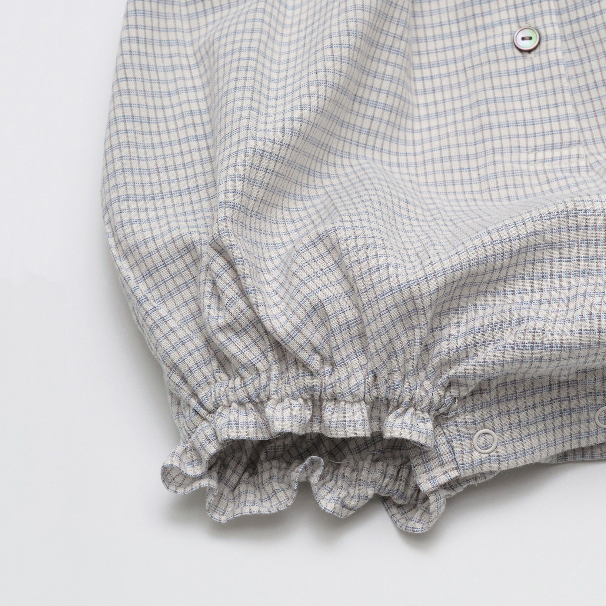 Baby Girls Light Blue Check Cotton Babysuit