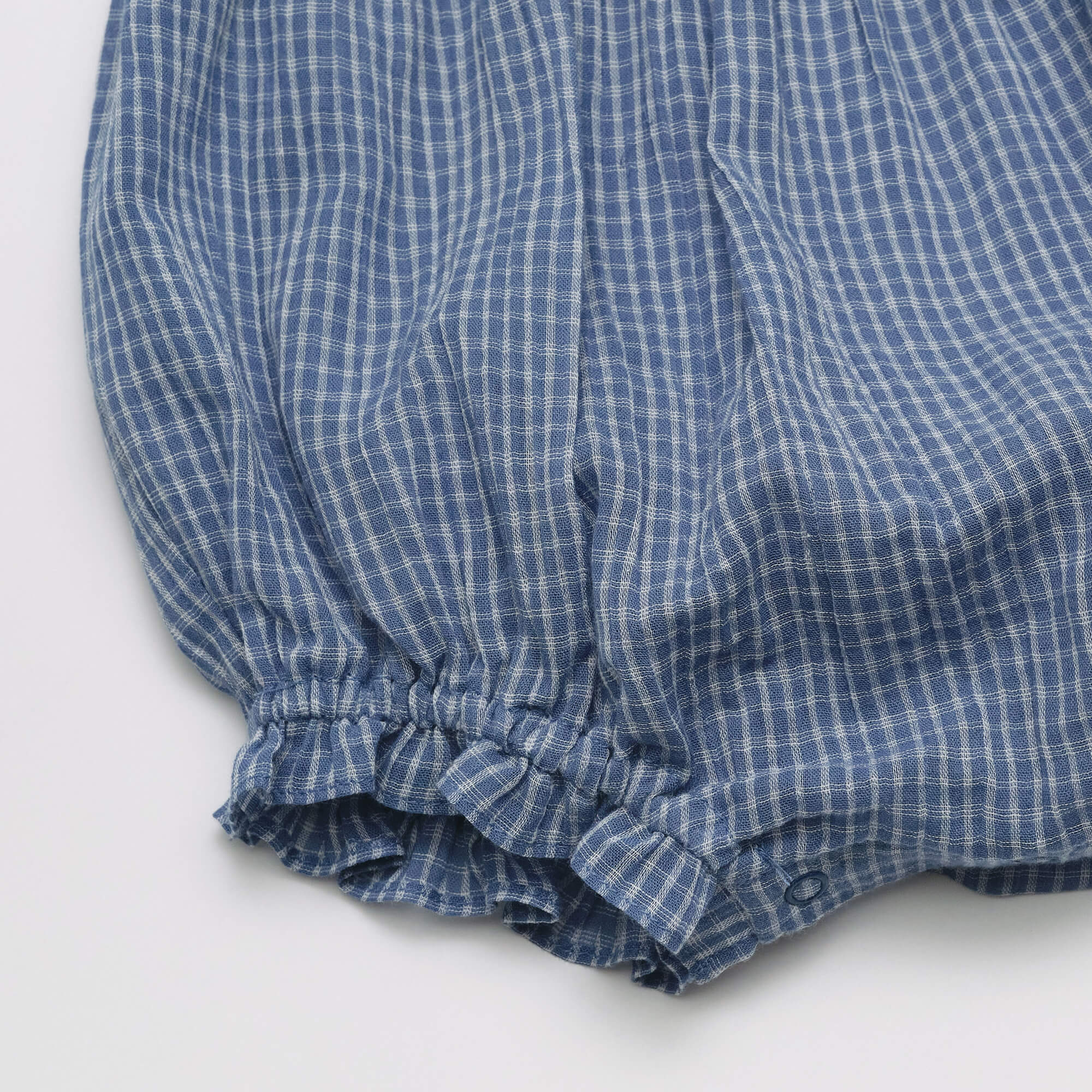 Baby Girls Blue Check Cotton Babysuit