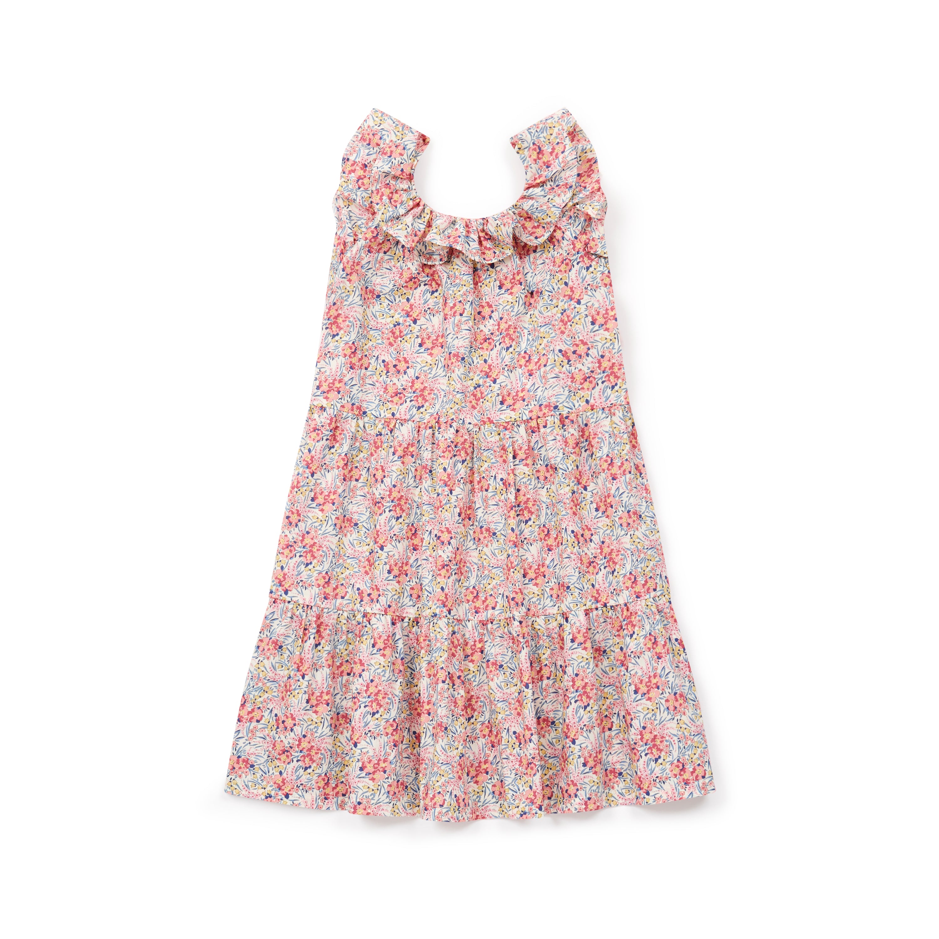 Girls Pink Flowers Cotton Dress