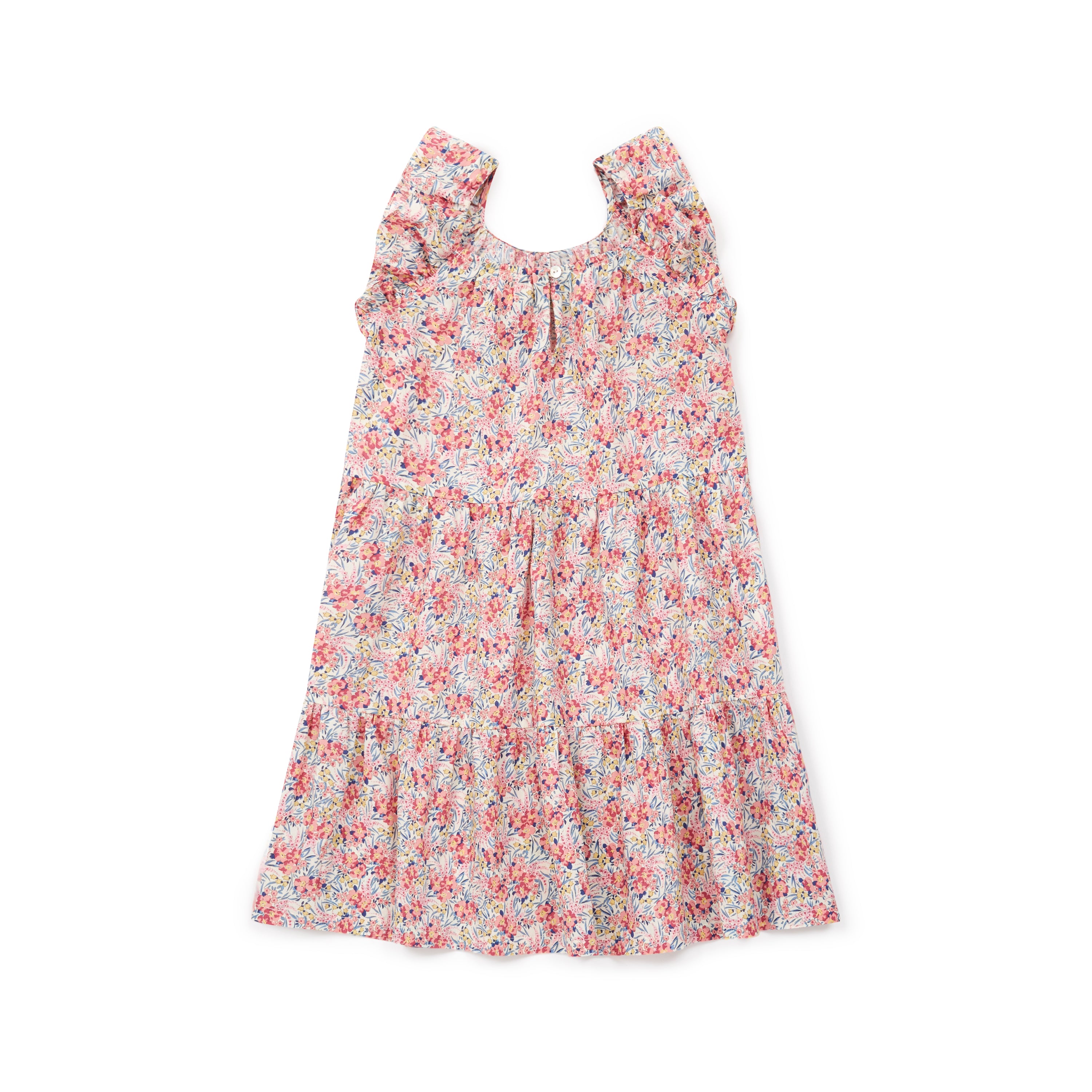 Girls Pink Flowers Cotton Dress