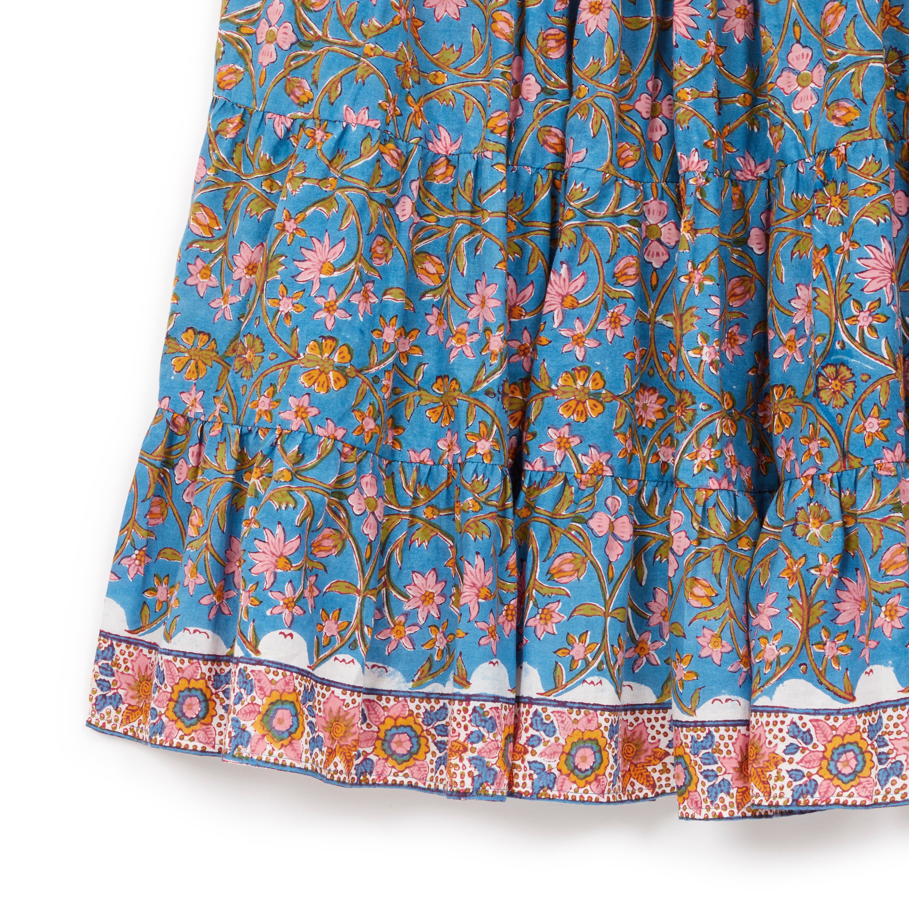 Girls Blue Flowers Cotton Dress