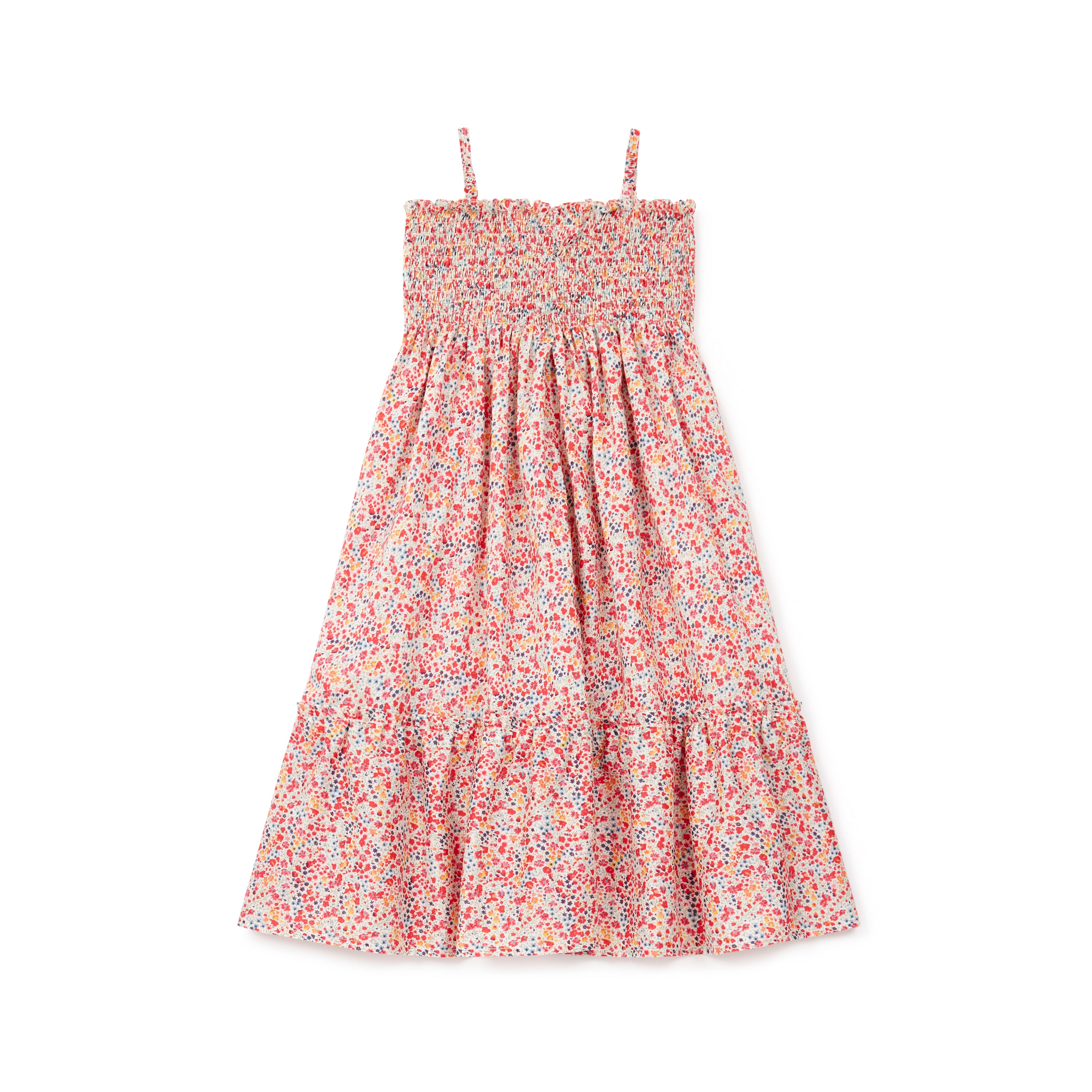 Girls Red Flowers Cotton Dress