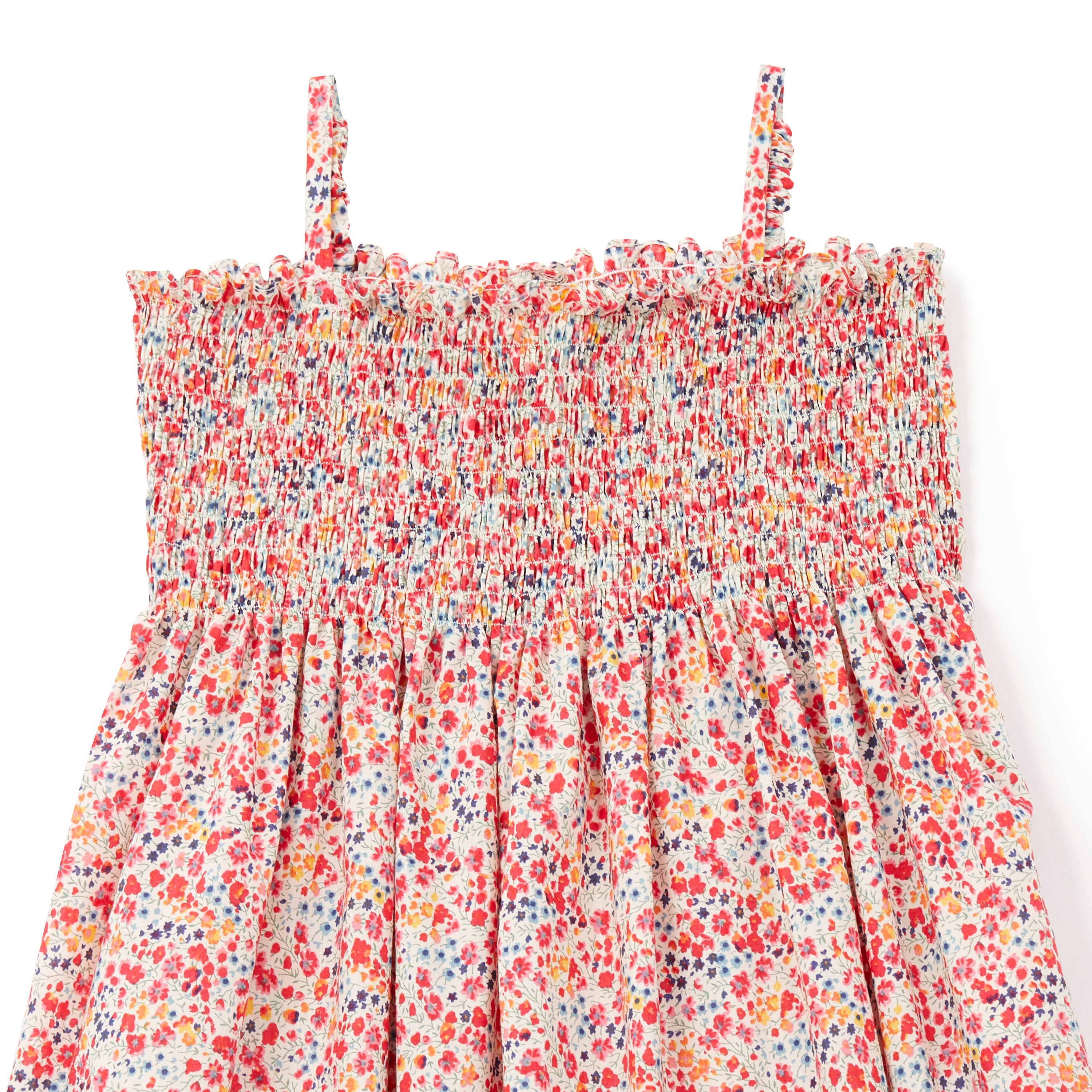 Girls Red Flowers Cotton Dress