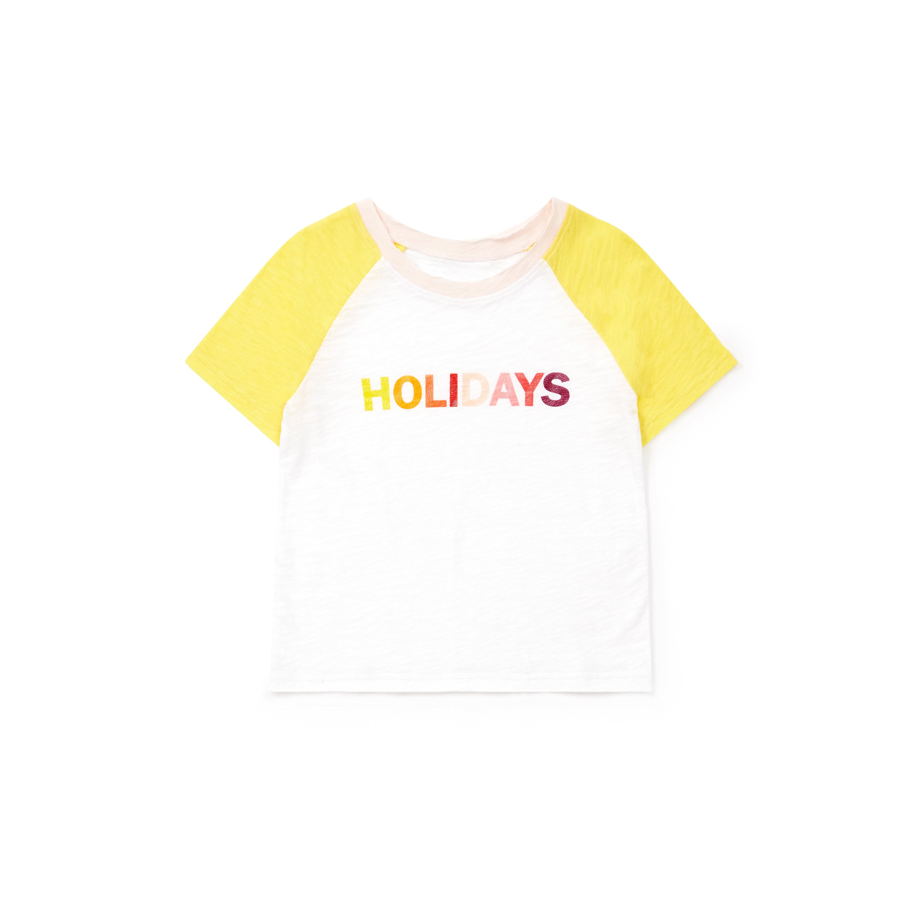 Girls White & Yellow Logo Cotton T-shirt