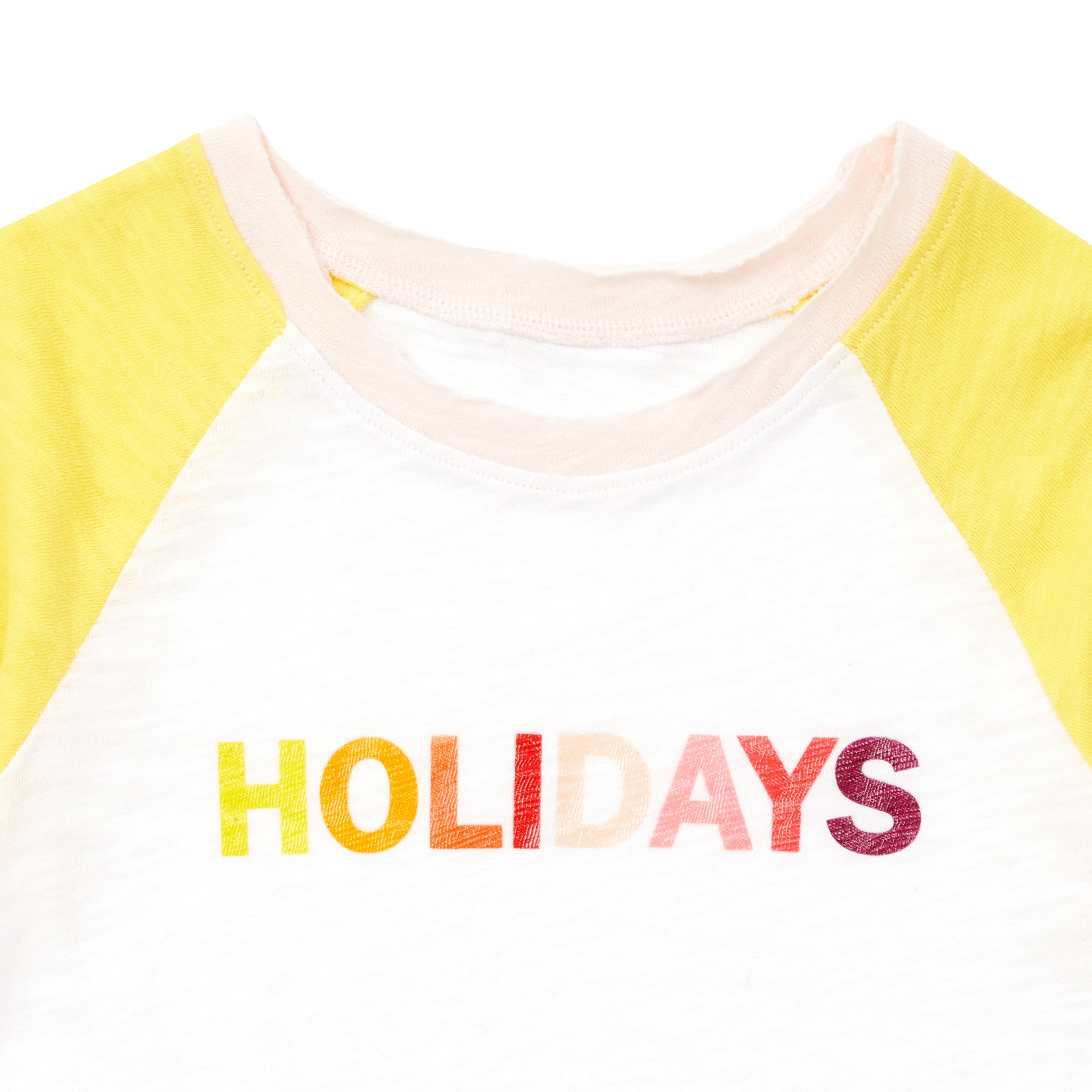 Girls White & Yellow Logo Cotton T-shirt