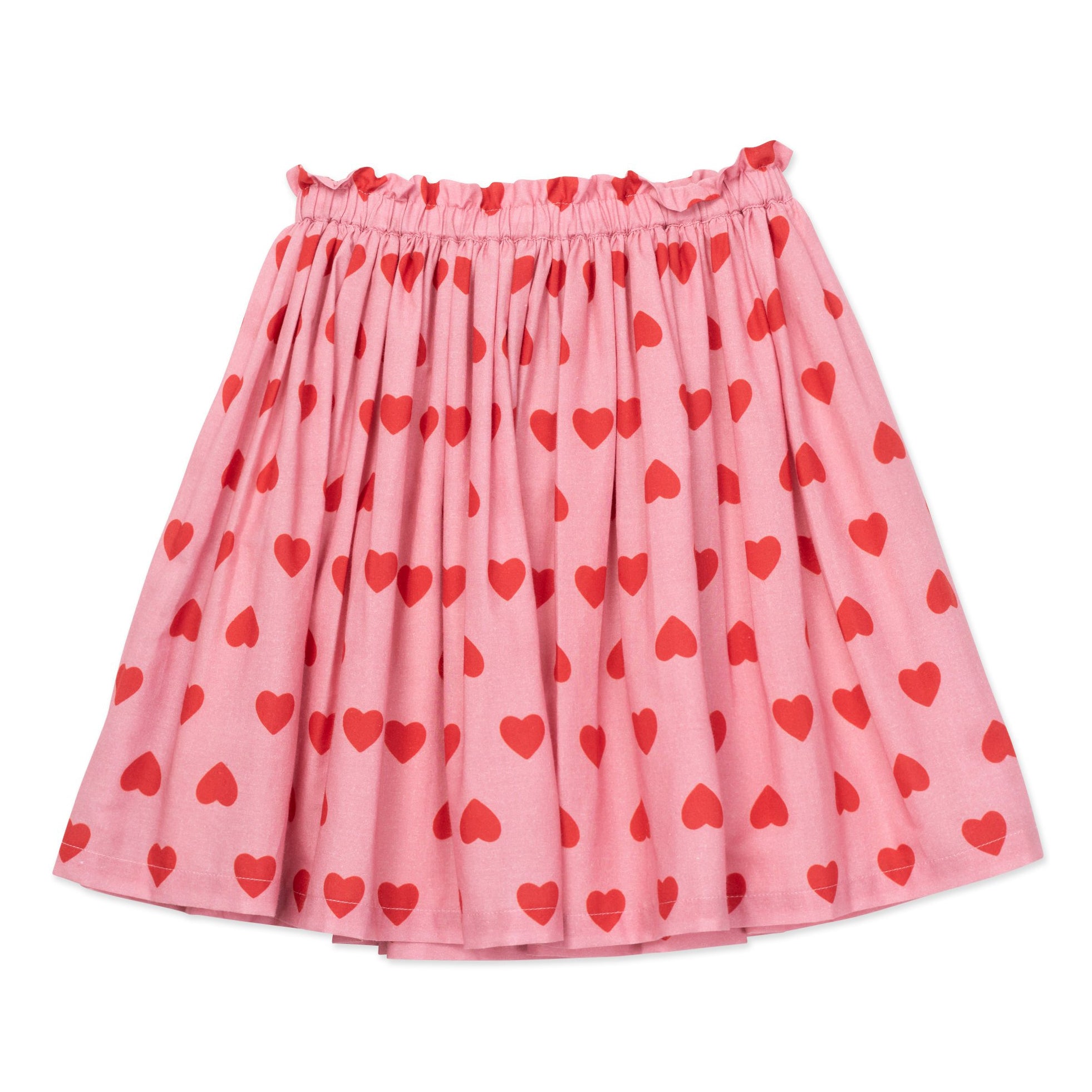 Girls Pink Heart Cotton Skirt