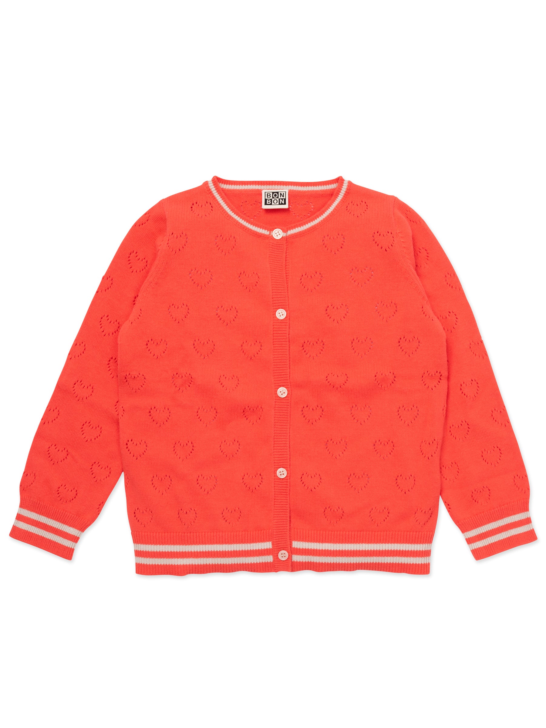 Girls Red Cotton Cardigan