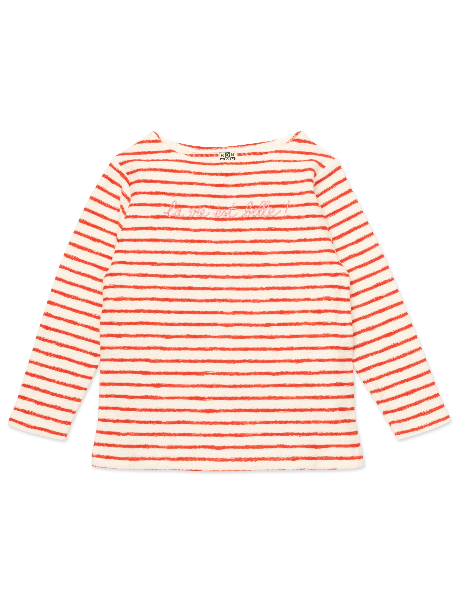 Girls Red Stripe Cotton T-Shirt
