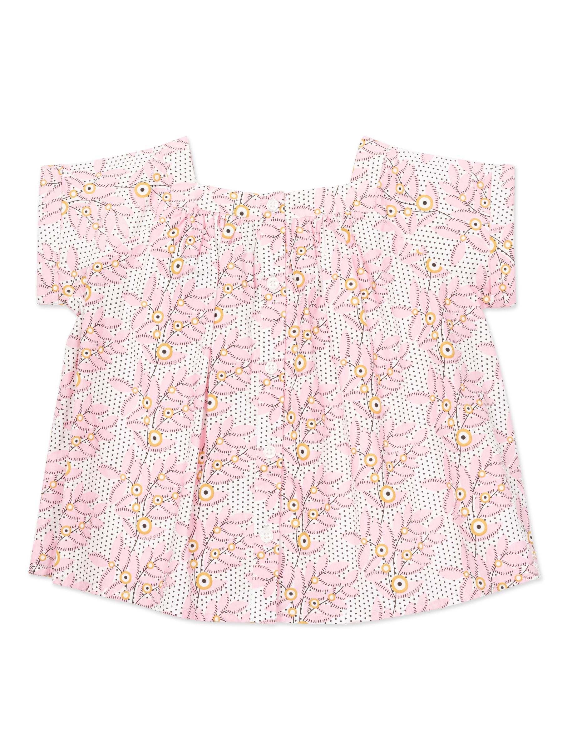 Girls Pink Printing Cotton Top