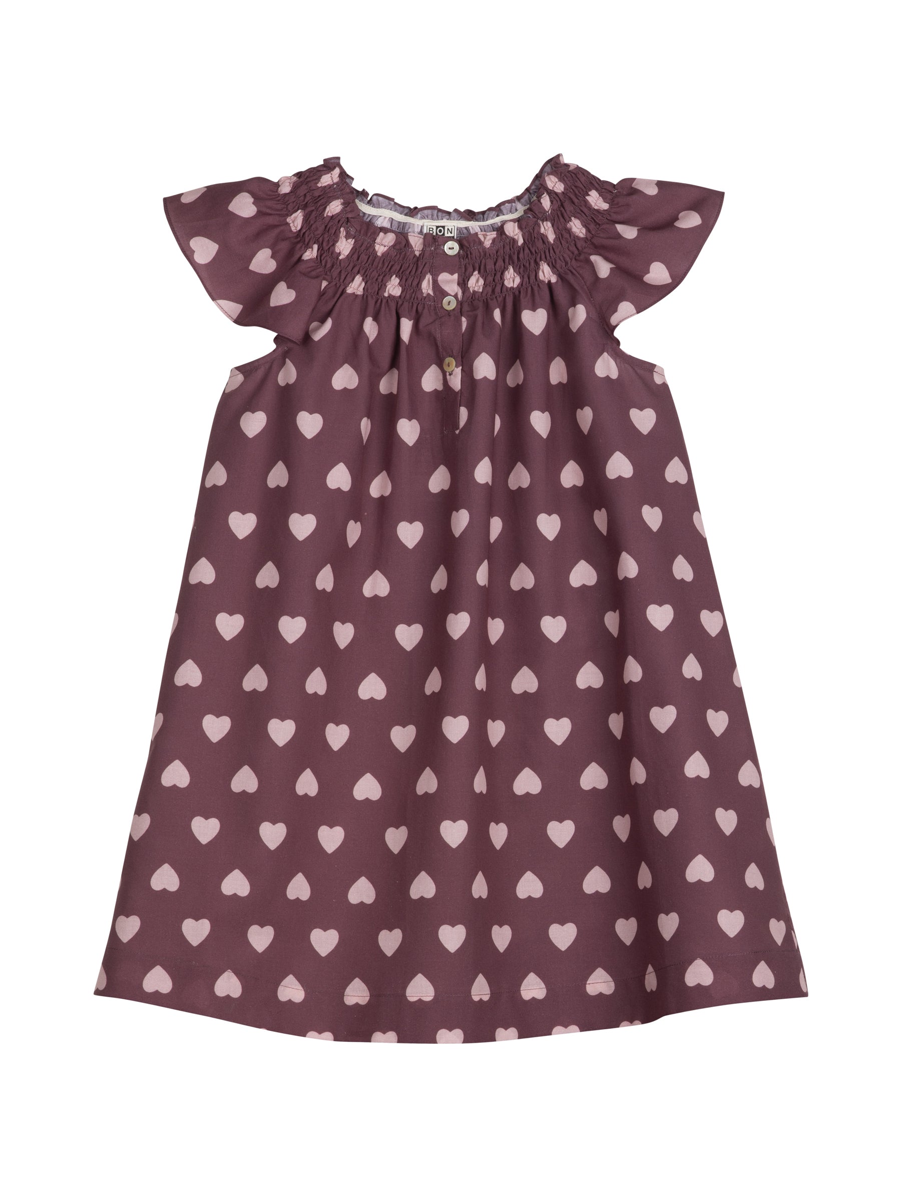 Girls Dark Red Heart Cotton Dress