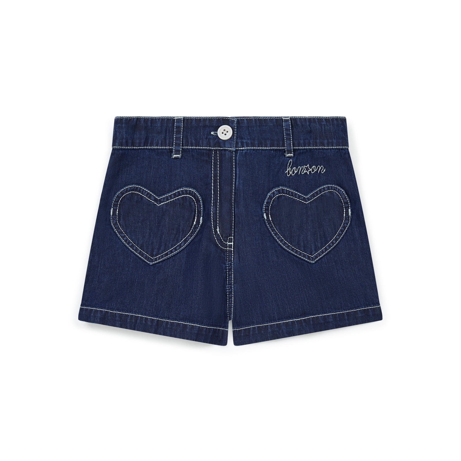 Girls Blue Heart Denim Short
