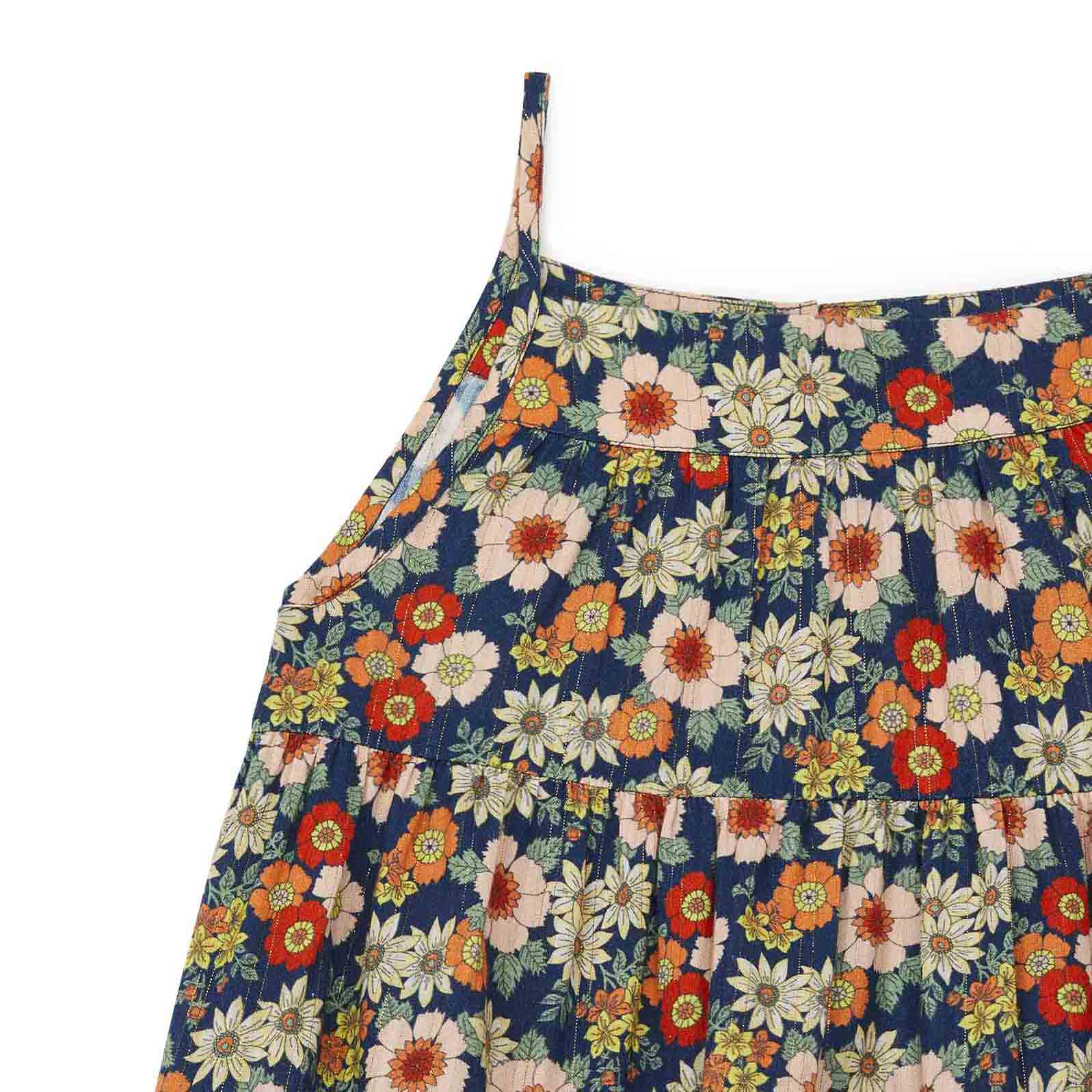 Girls Blue Floral Cotton Dress