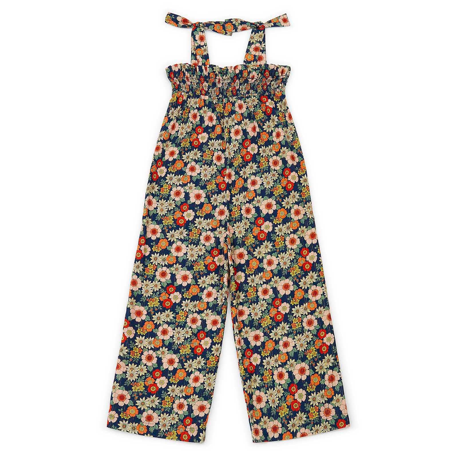 Girls Blue Floral Romper