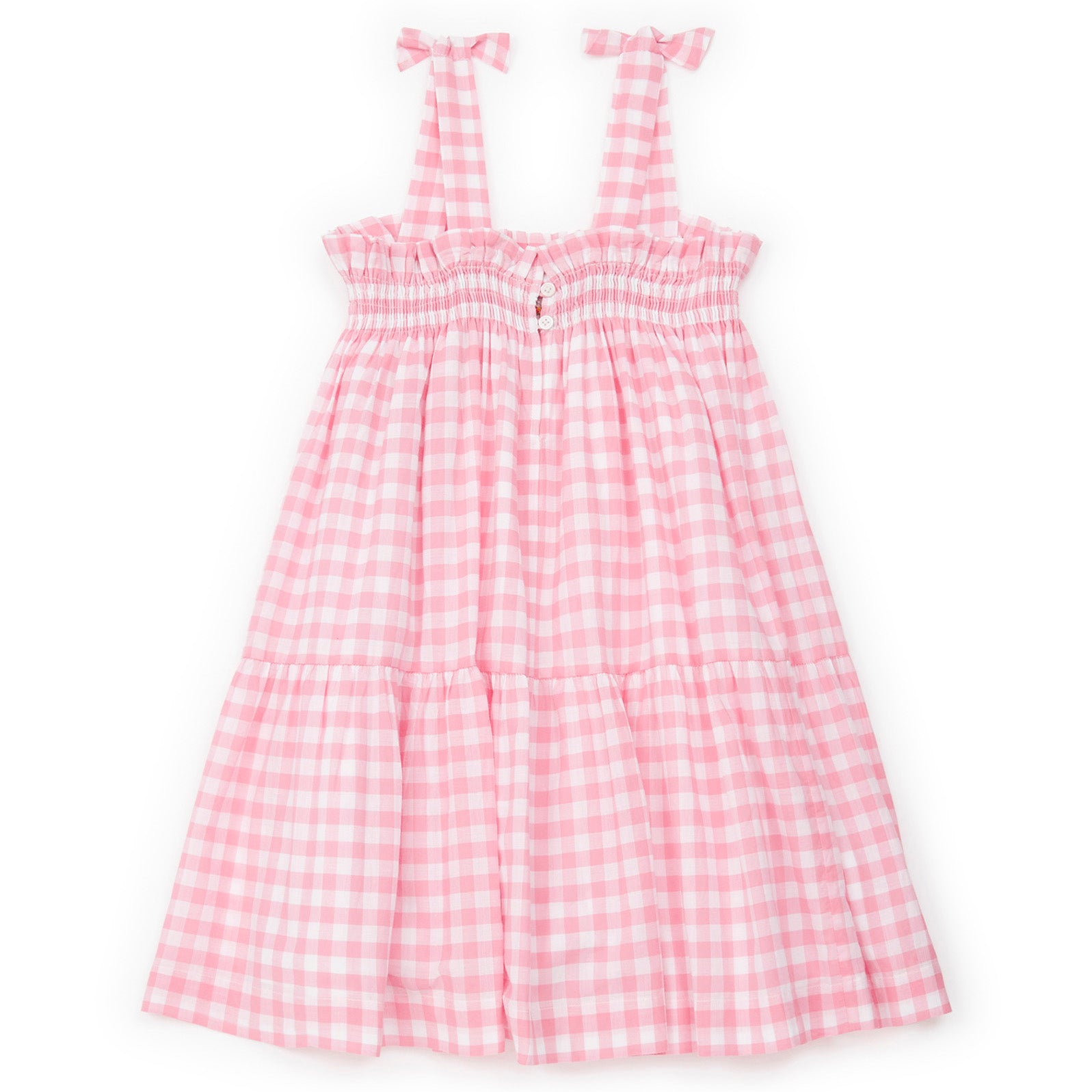 Girls Pink Check Cotton Dress