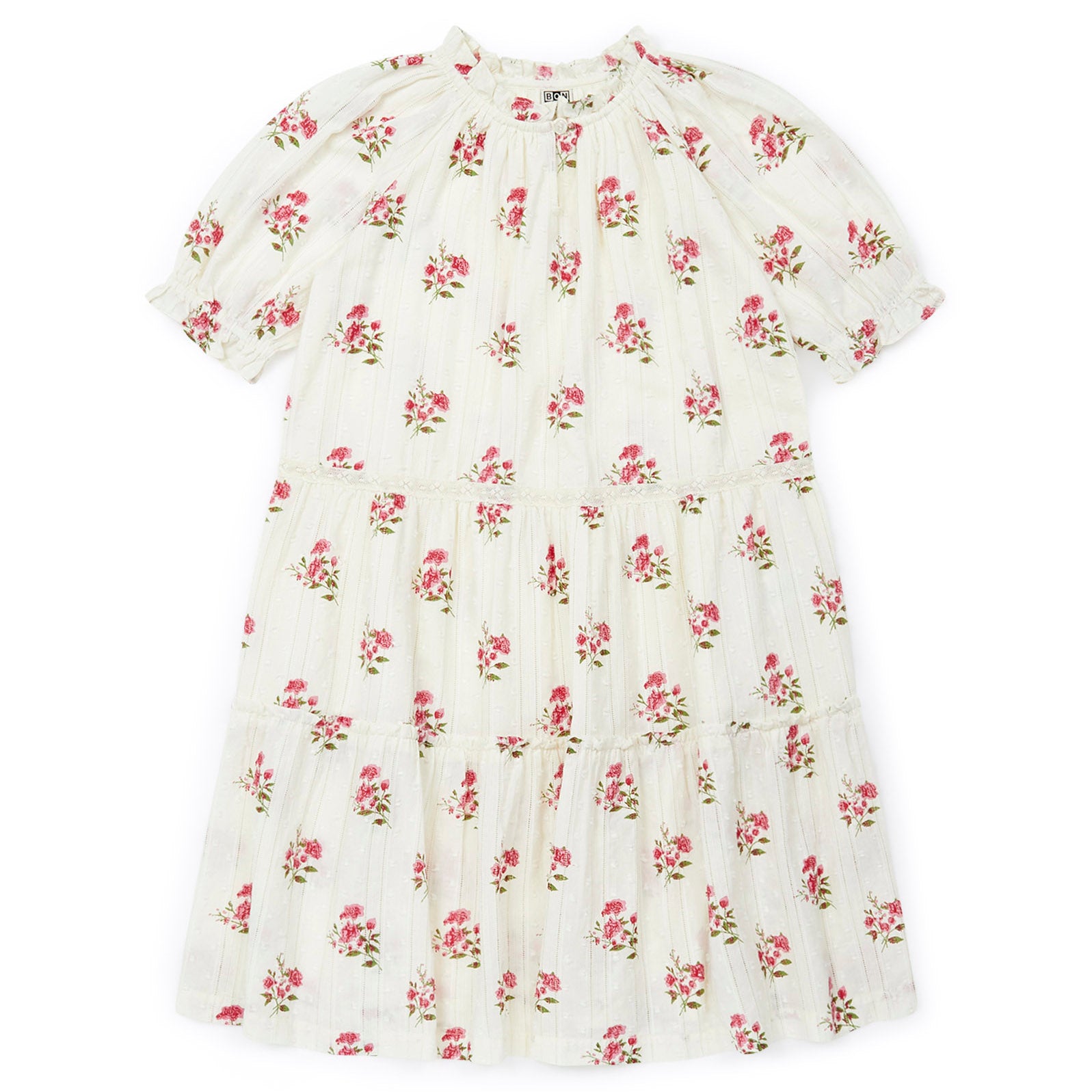 Girls White Flower Cotton Dress