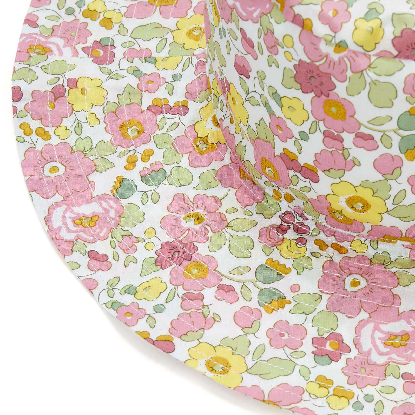 Girls Pink Floral Cotton Hat
