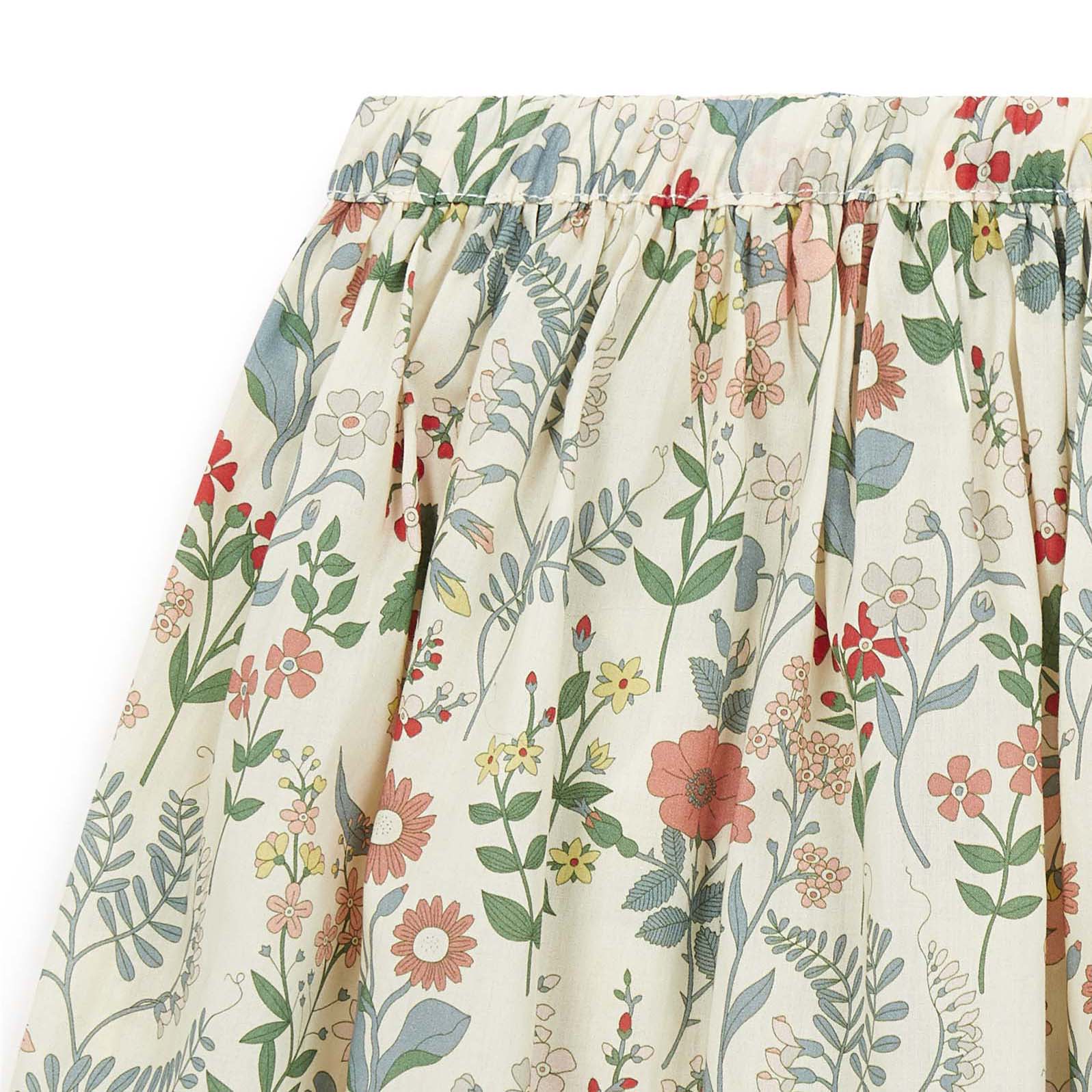 Girls Beige Floral Skirt